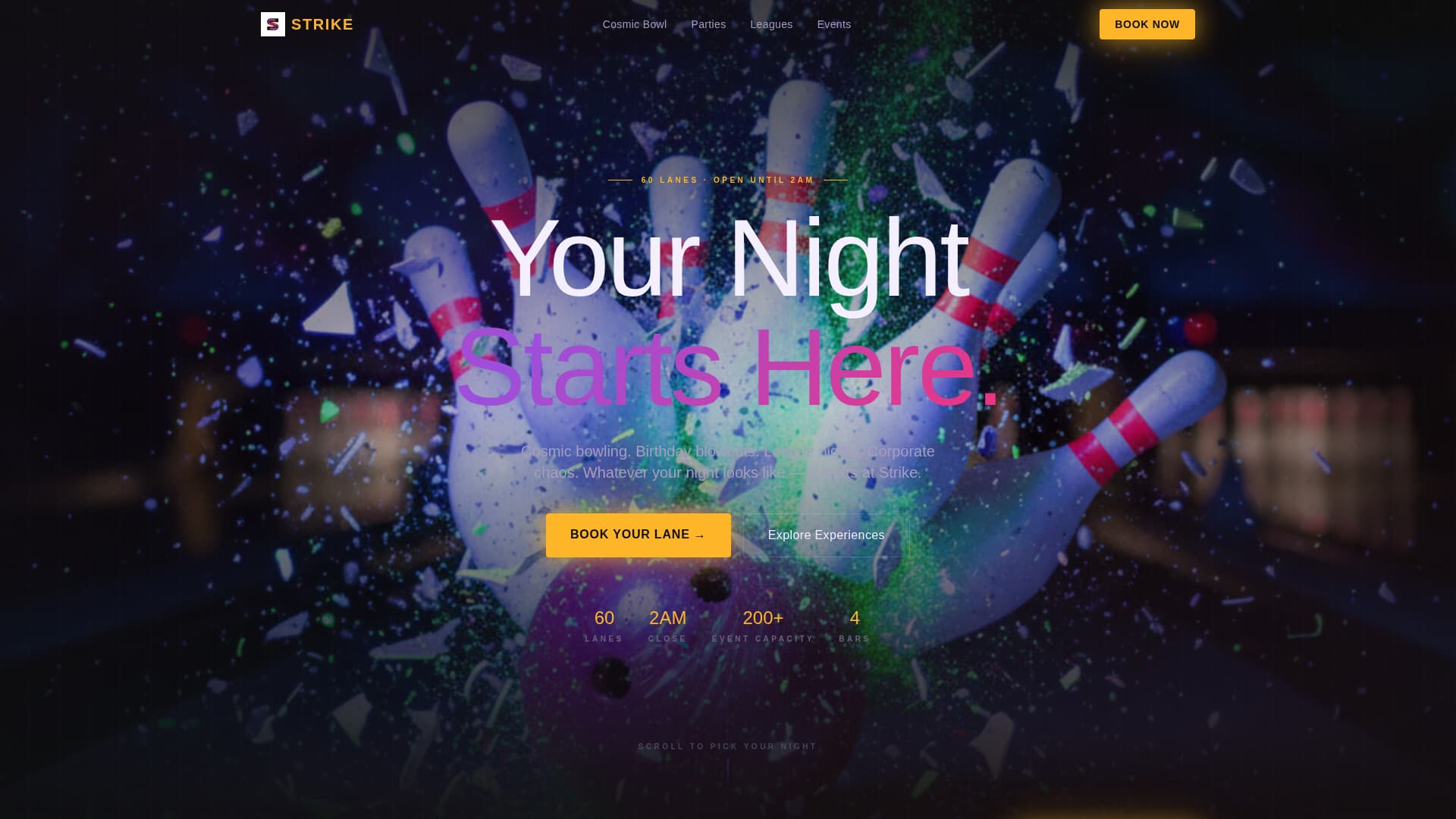 Strike - Electrifying Bowling Landing Page Template