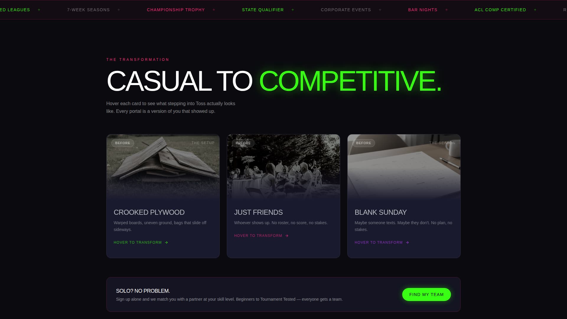 Cornhole Booking Website Template