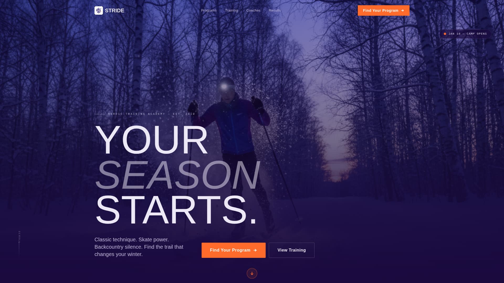 Marathon — High-Octane Cross-Country Racing Landing Page Template