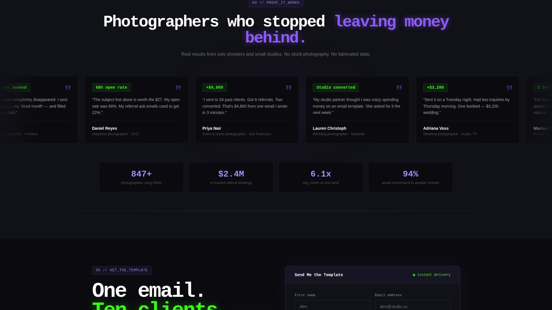 Refer - Electric Photography Landing Page Template