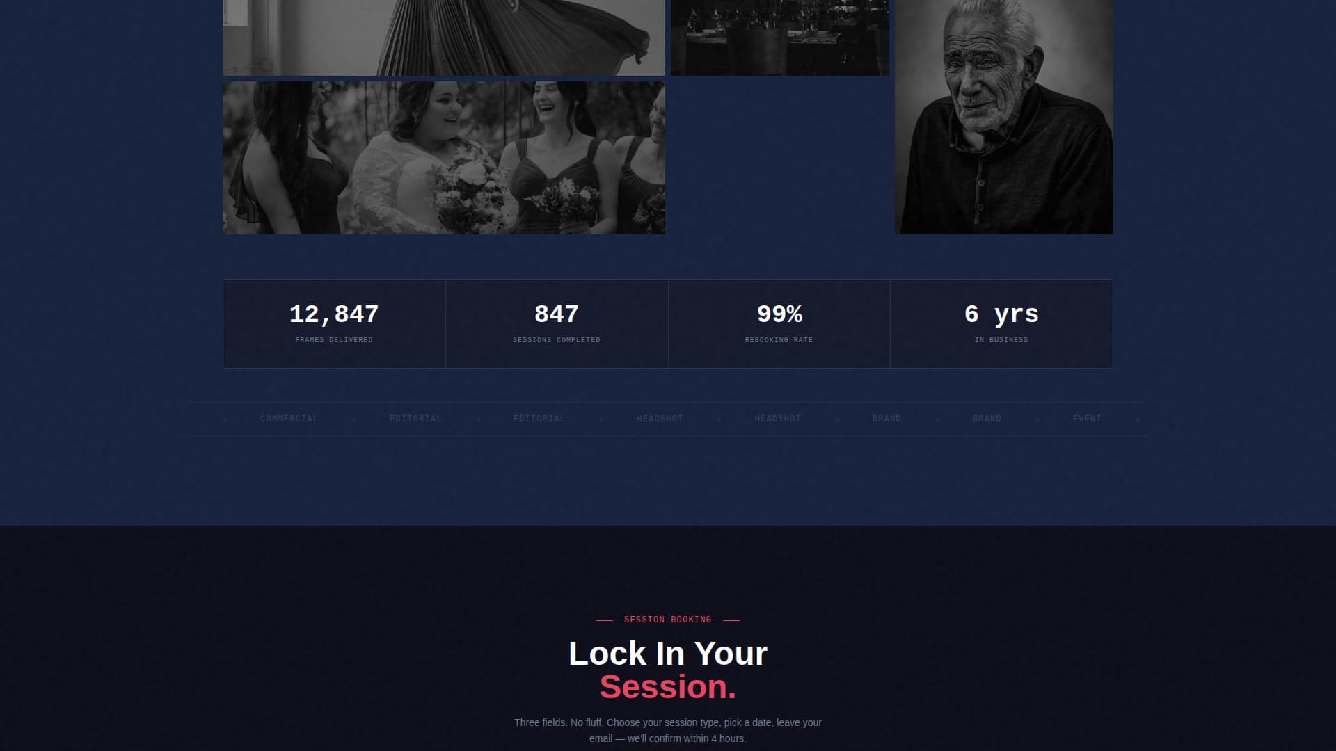 Photography Studio 404 Error Portfolio Discovery Website Template