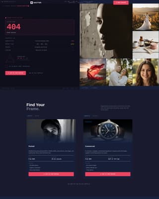 Photography Studio 404 Error Portfolio Discovery Website Template