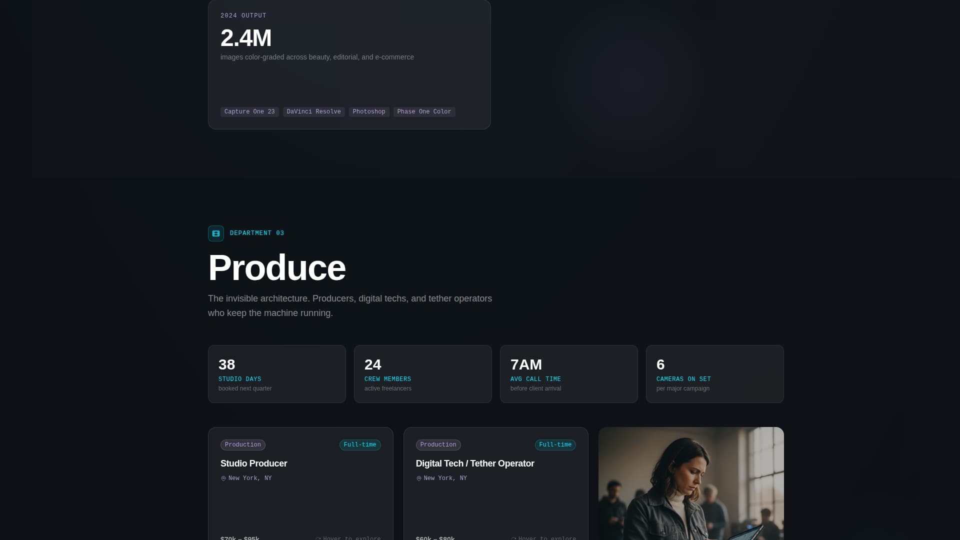 Photography Studio Careers & Department Roles Website Template