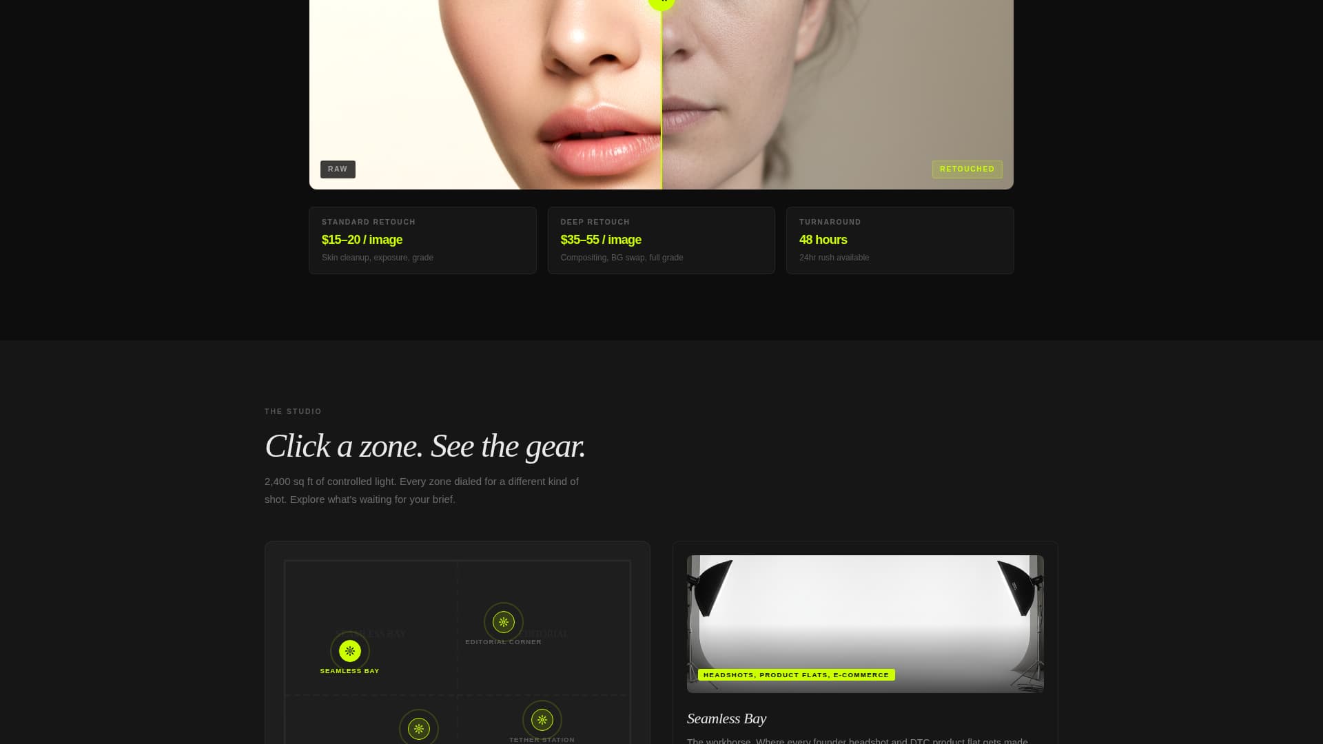 Downtown Commercial Photography Studio Estimator Website Template