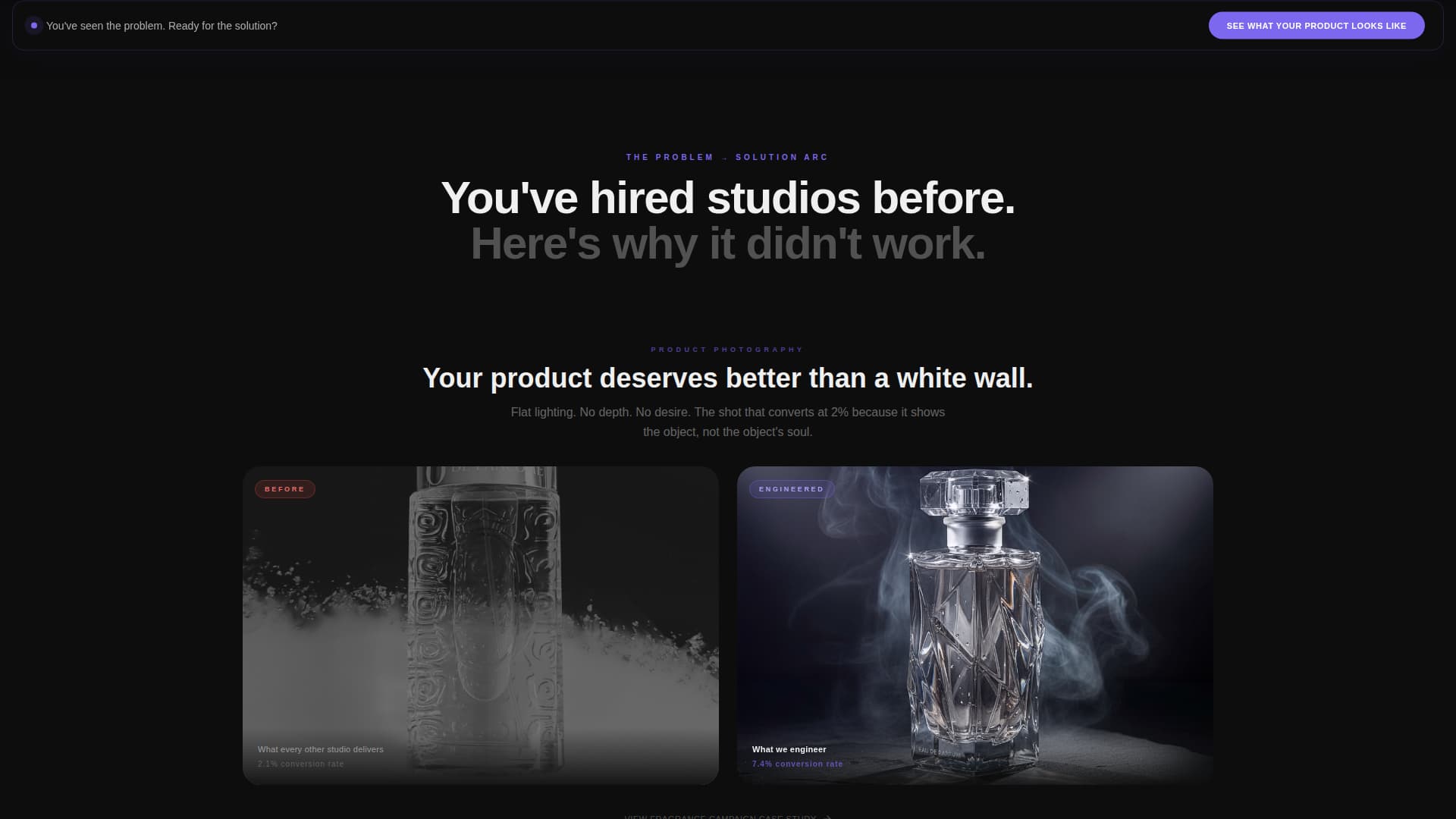 Dark-Theme Photography Studio Reveal Website Template