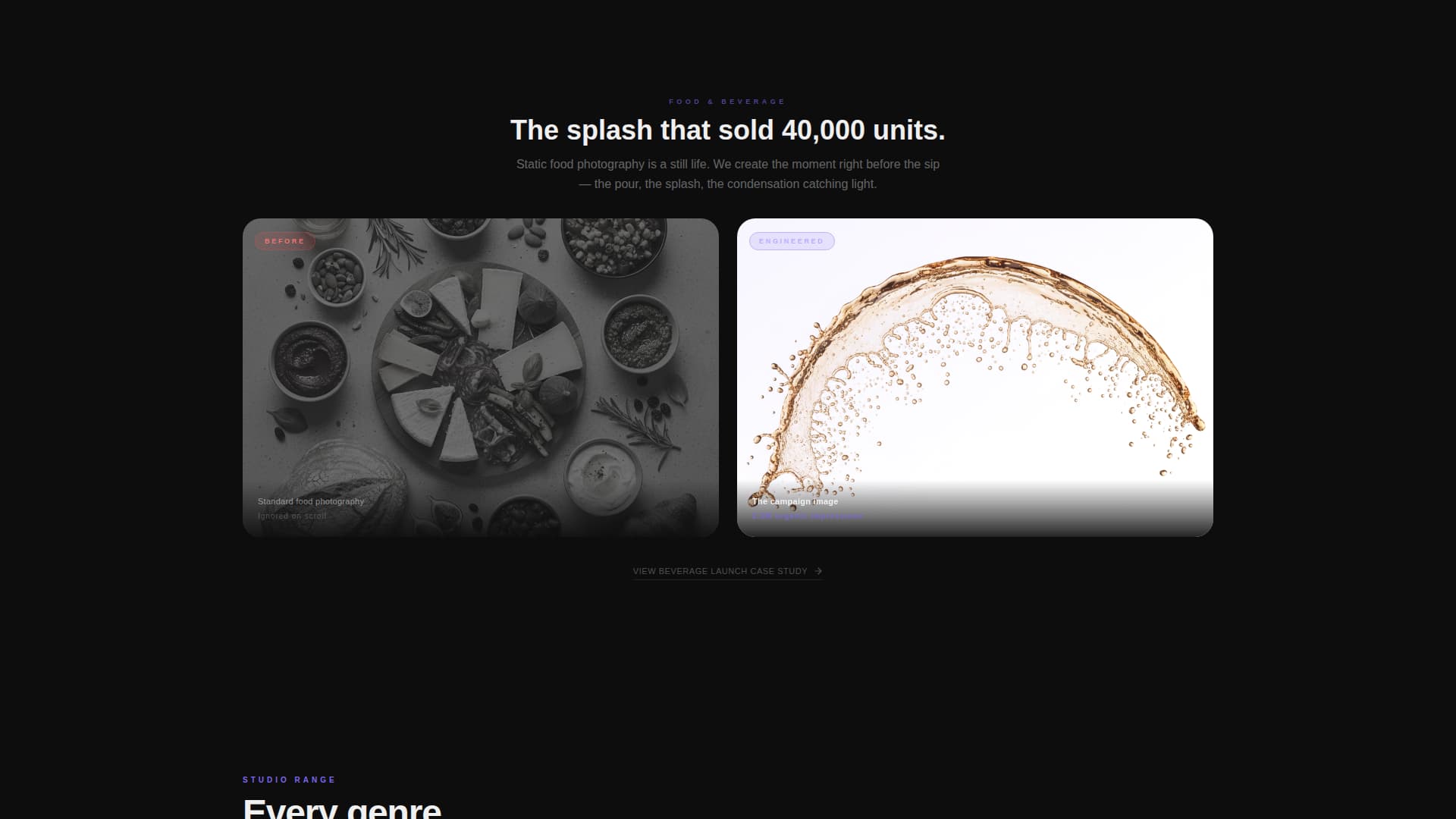 Dark-Theme Photography Studio Reveal Website Template