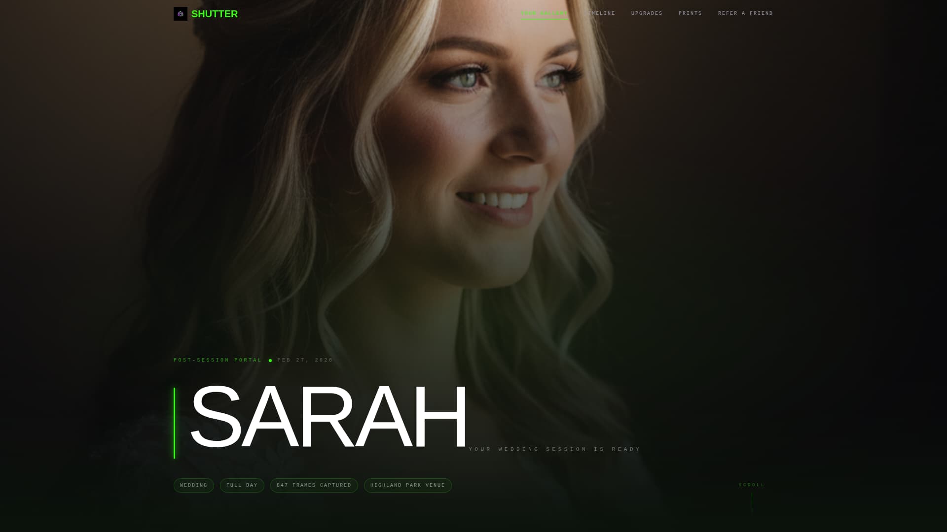 Photography Studio Post-Session Client Portal Website Template