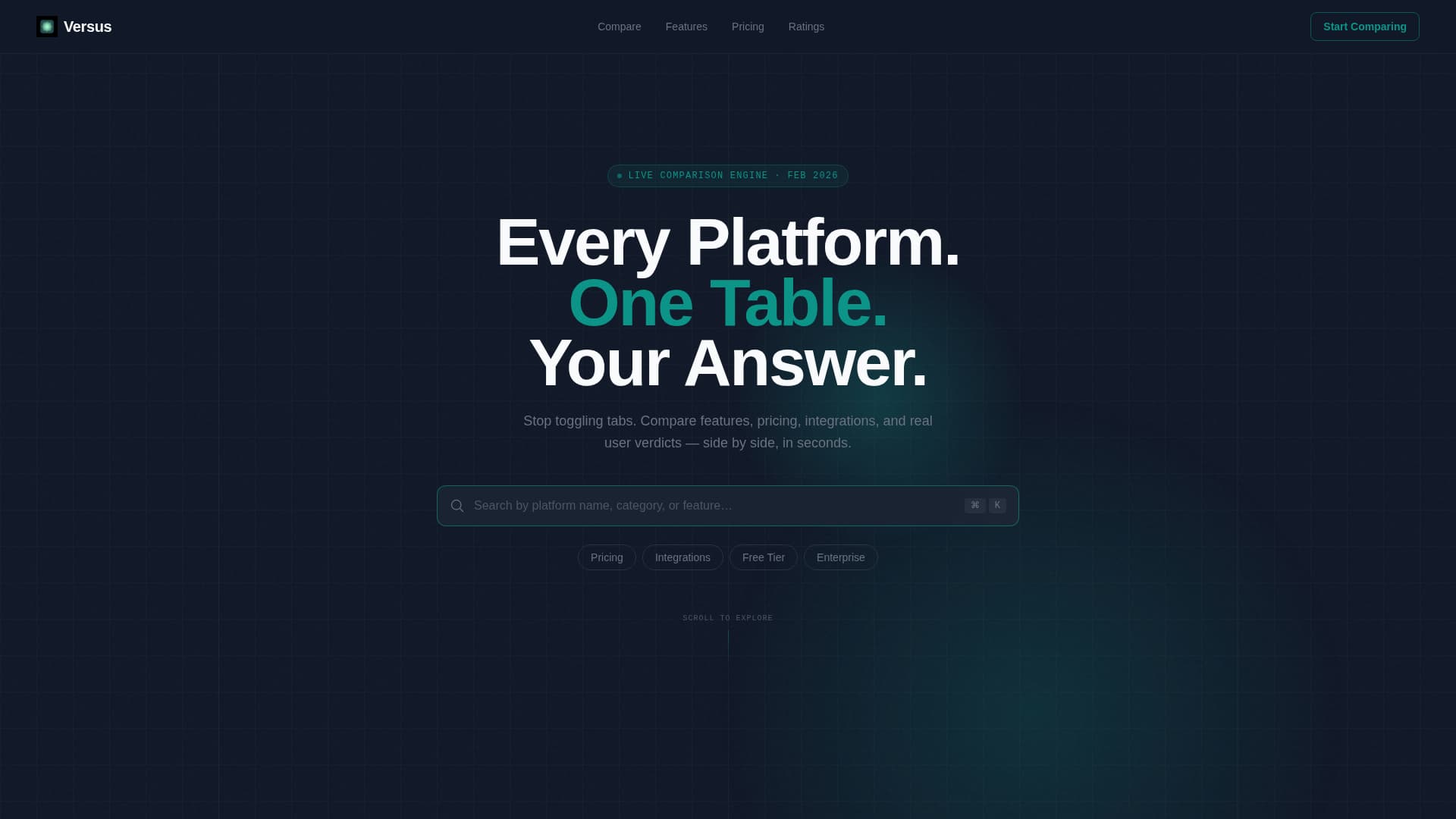 Versus - Powerful Platform Comparison Landing Page Template