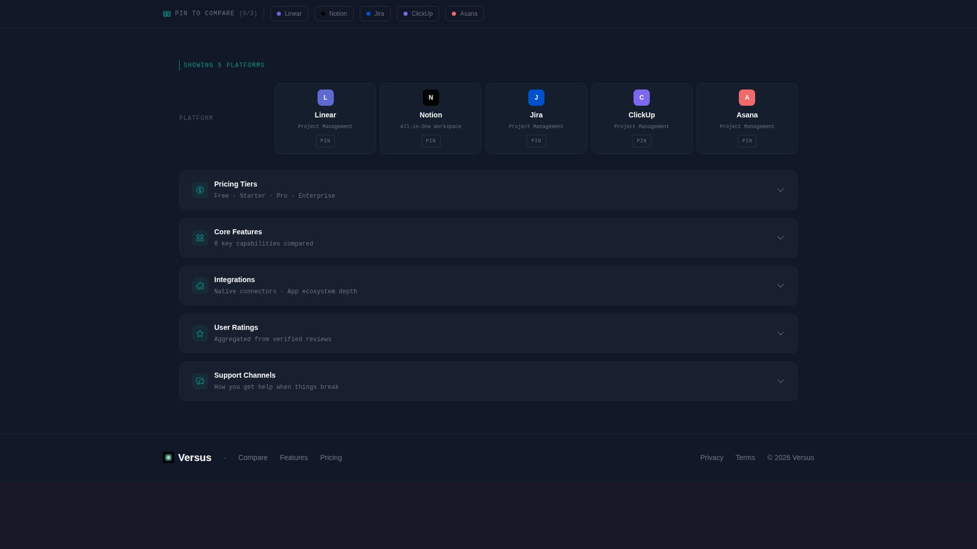 Versus - Powerful Platform Comparison Landing Page Template