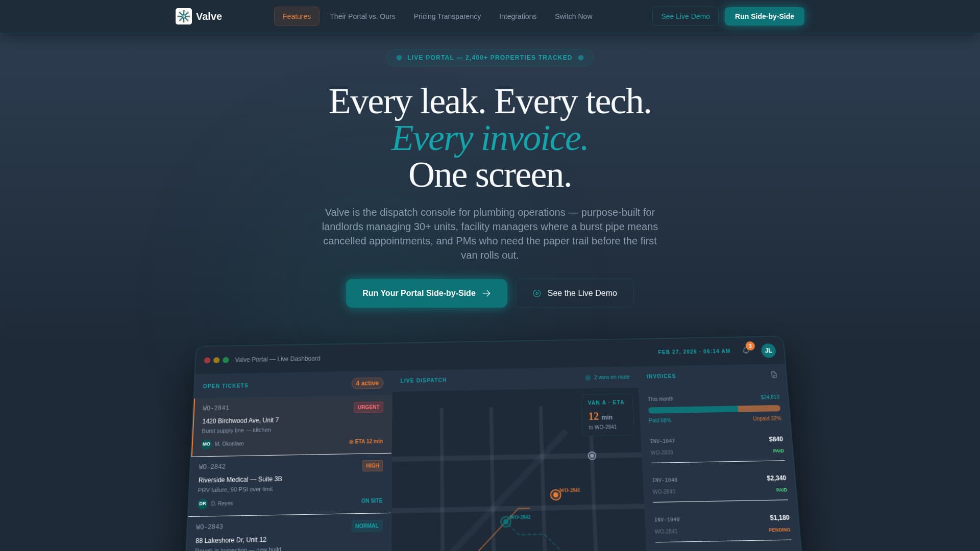 Valve - Powerful Plumbing Portal Landing Page Template