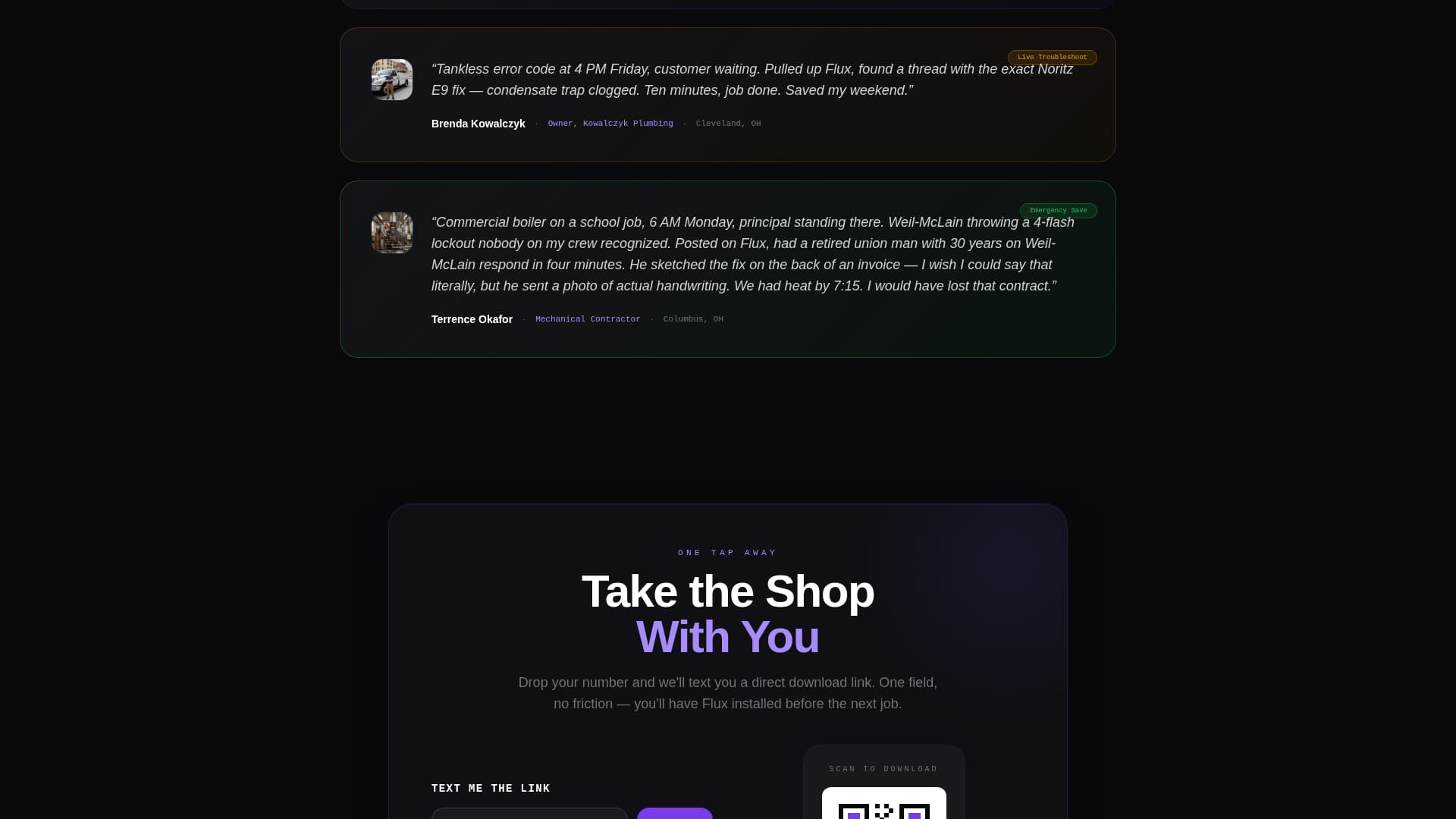 Flux - Powerful Plumbing Forum Landing Page Template