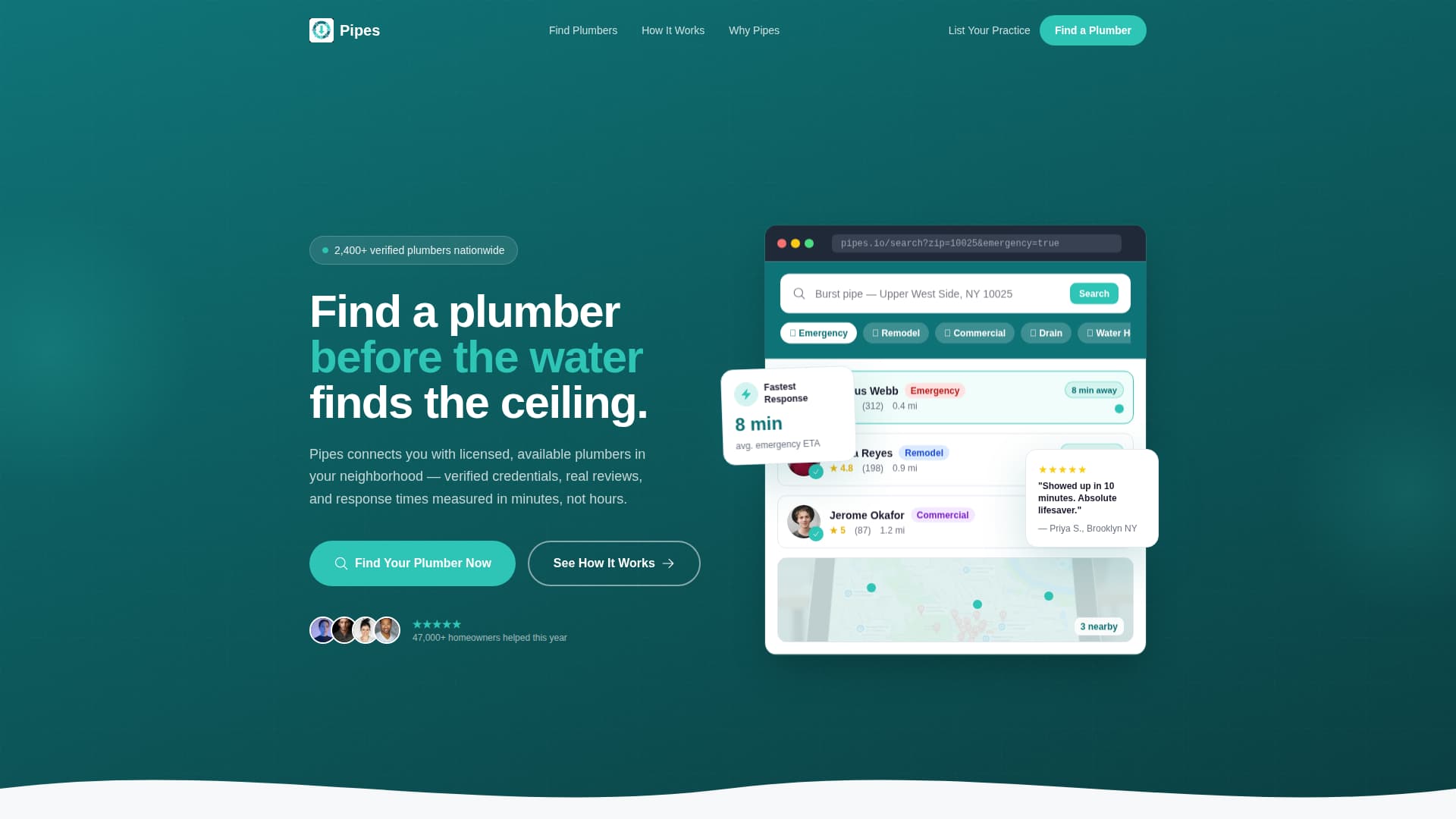 Pipes - Dynamic Plumbing Landing Page Template