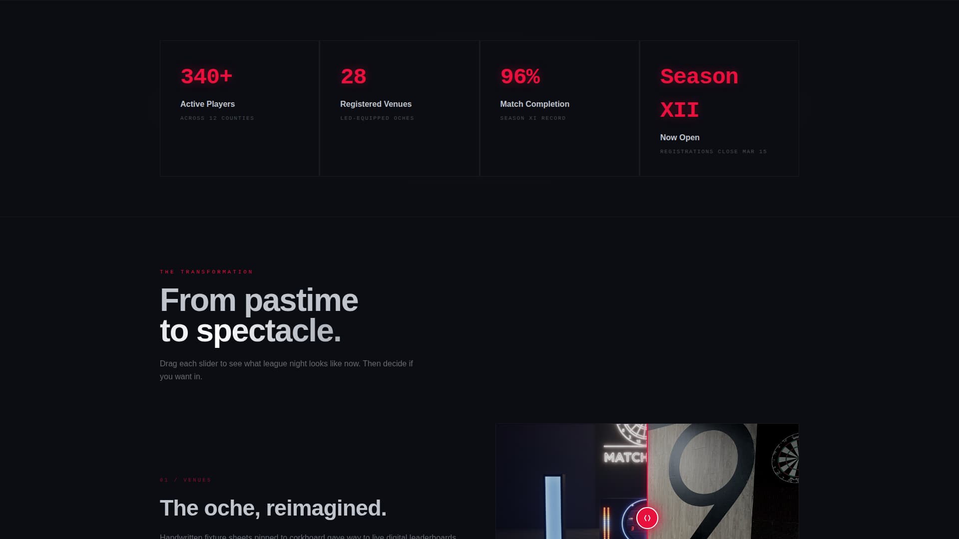 Oche - Electrifying Darts Landing Page Template