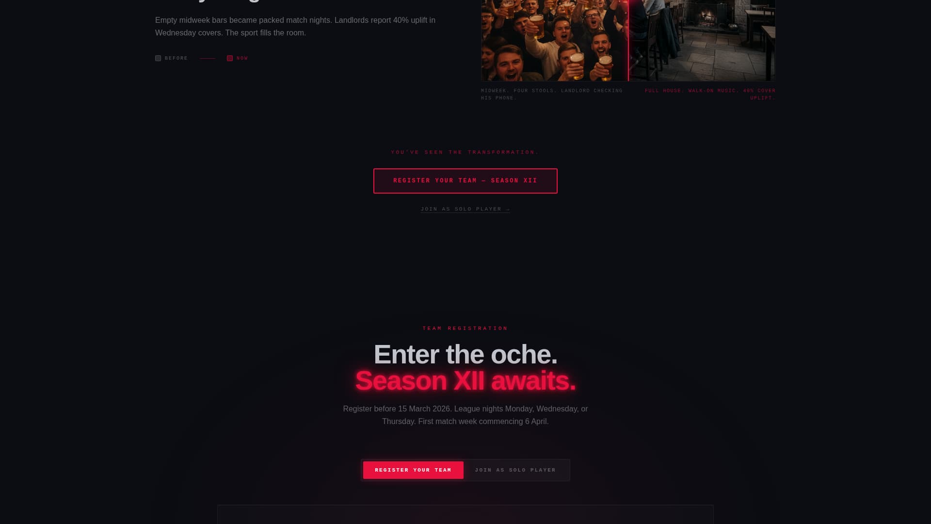 Oche - Electrifying Darts Landing Page Template