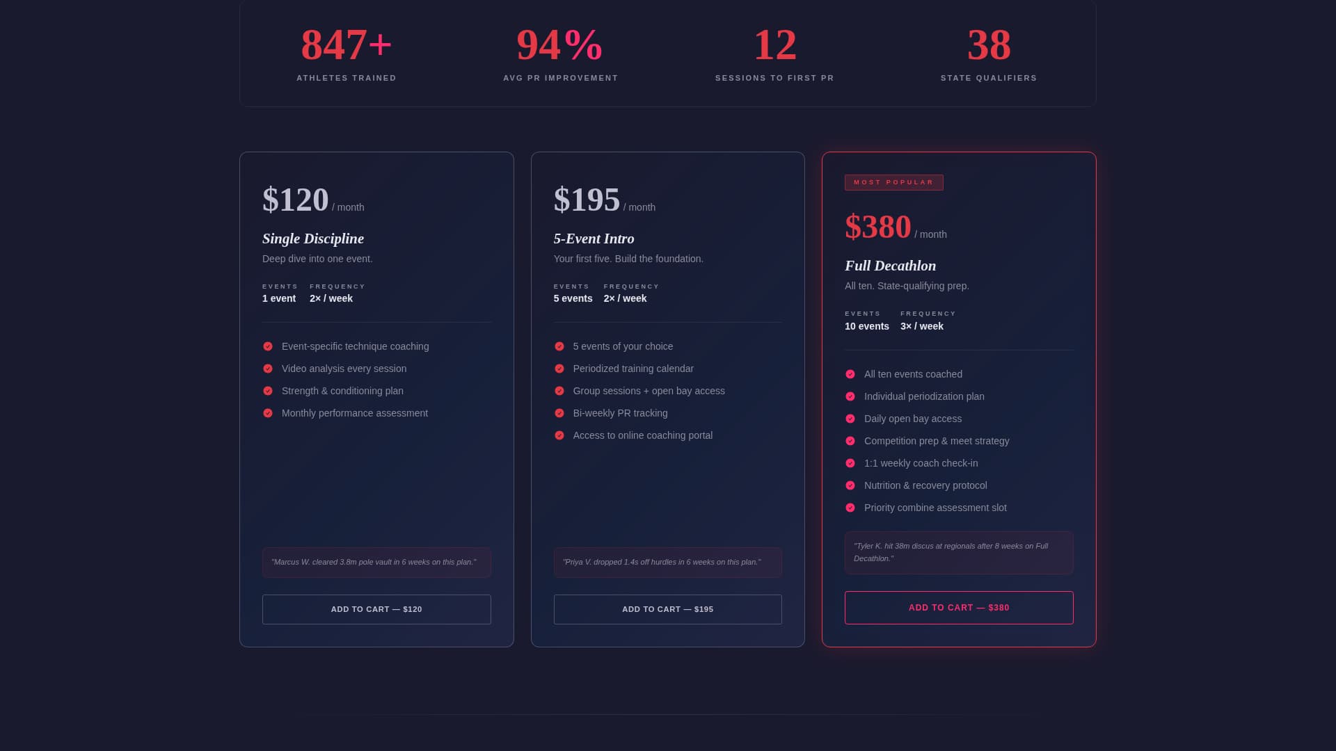 Decathlon Pricing Website Template