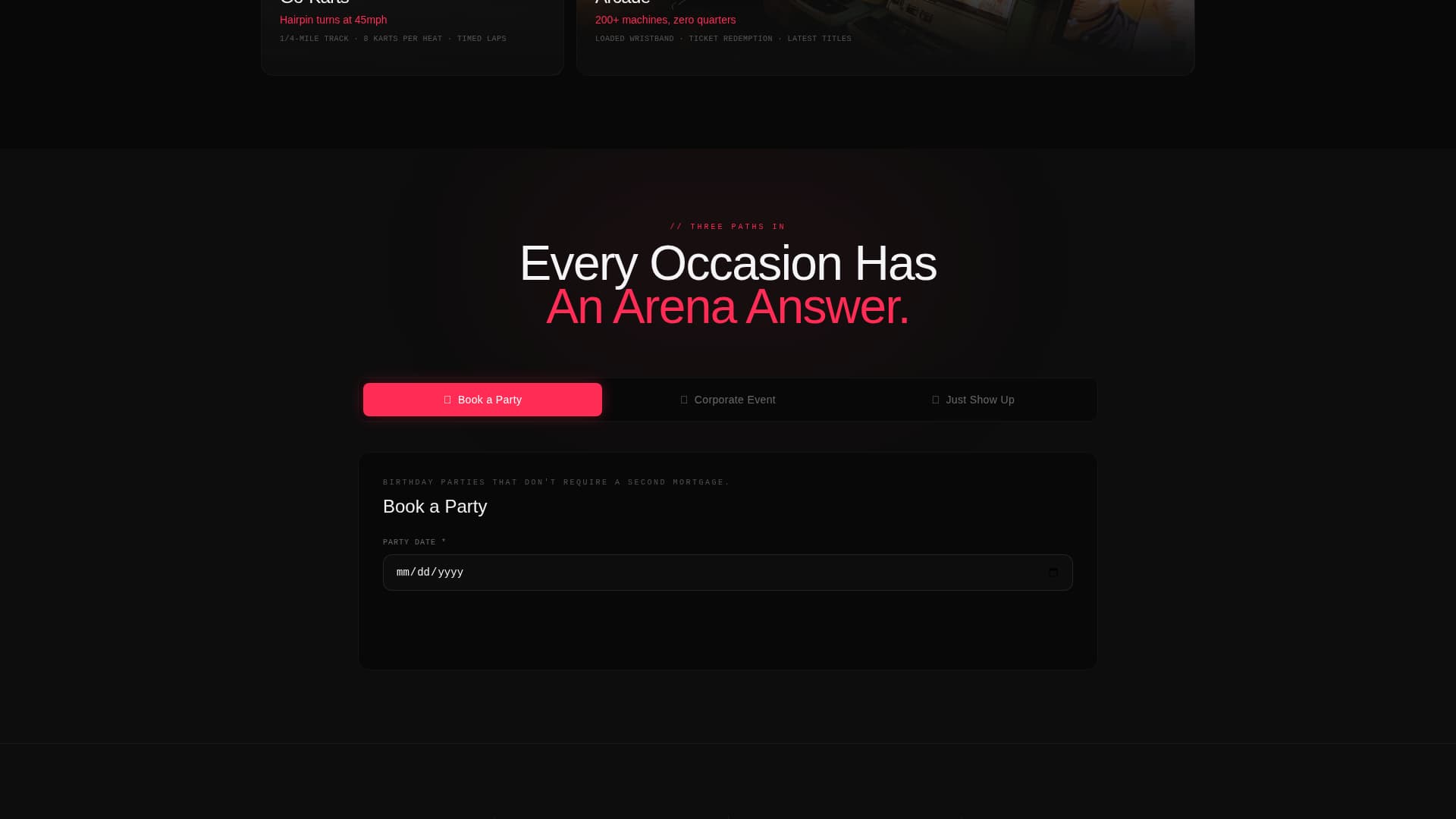 Arena - Highoctane Entertainment Landing Page Template