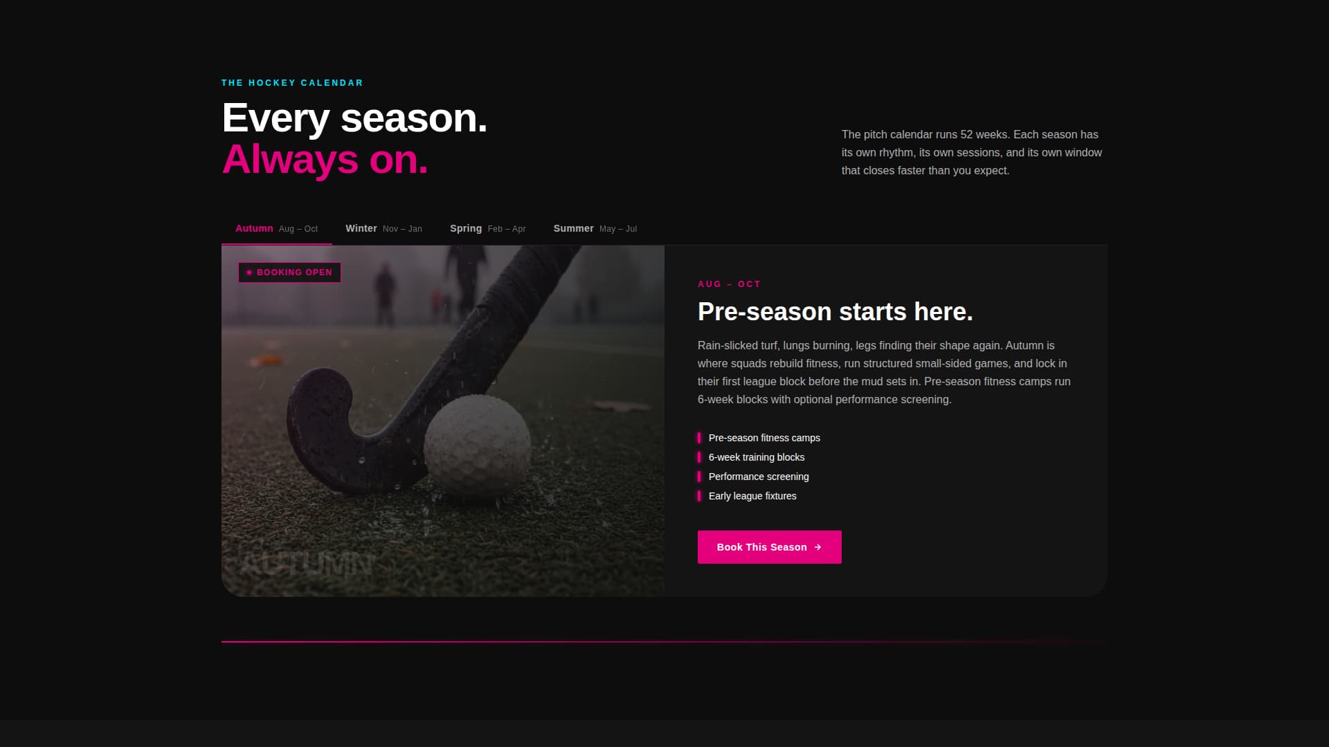 Field Hockey Leagues Specialist Booking Website Template