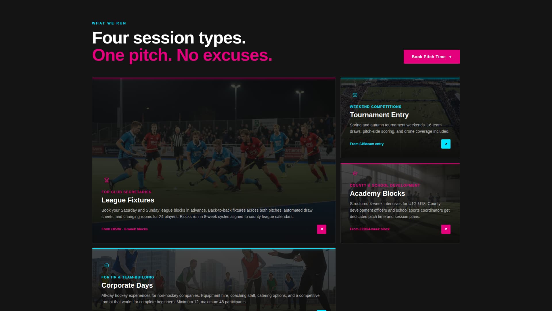 Field Hockey Leagues Specialist Booking Website Template