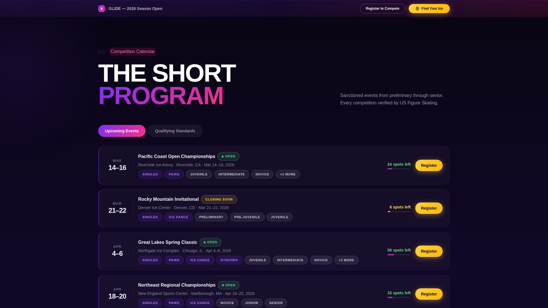 Spiral — Elite Figure Skating Academy Landing Page Template