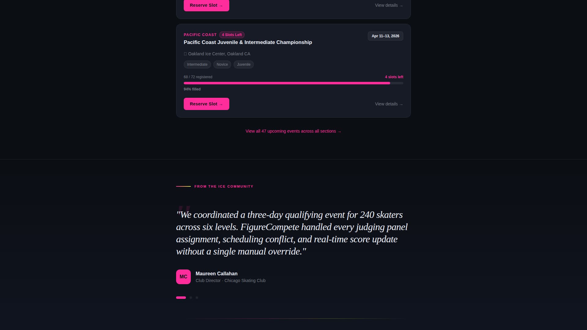 Figure Skating Specialist Booking Website Template