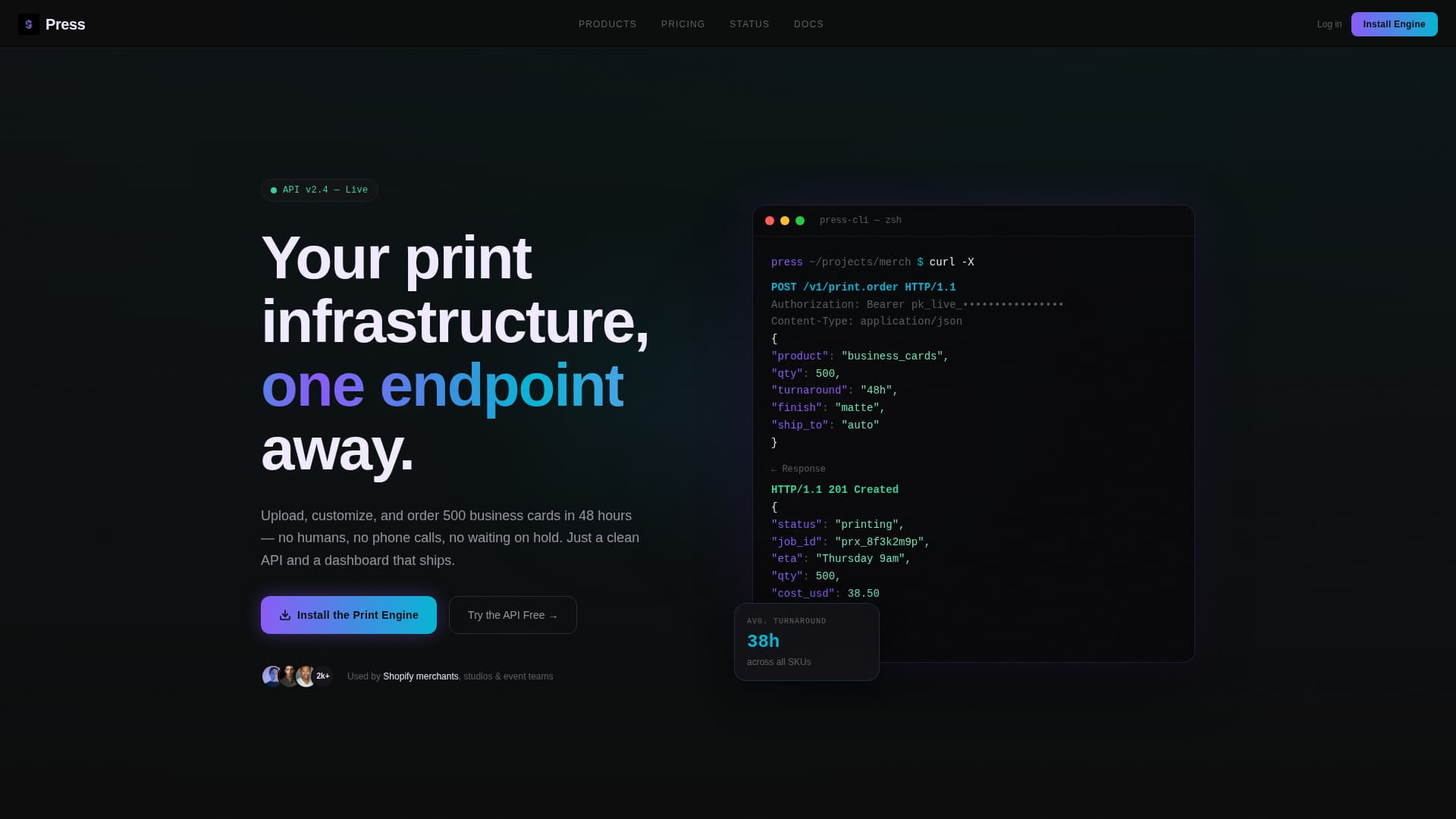 Press - Instant Printing Landing Page Template