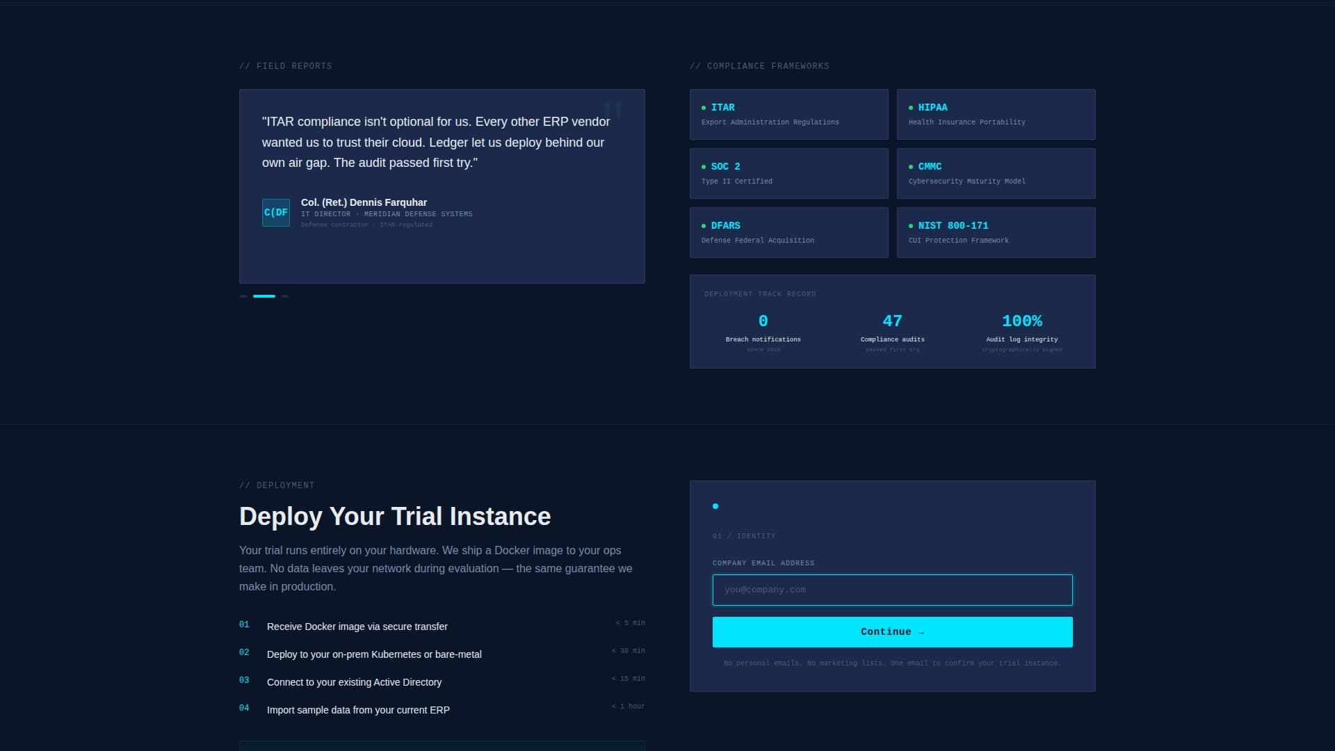 Ledger - Secure ERP Landing Page Template