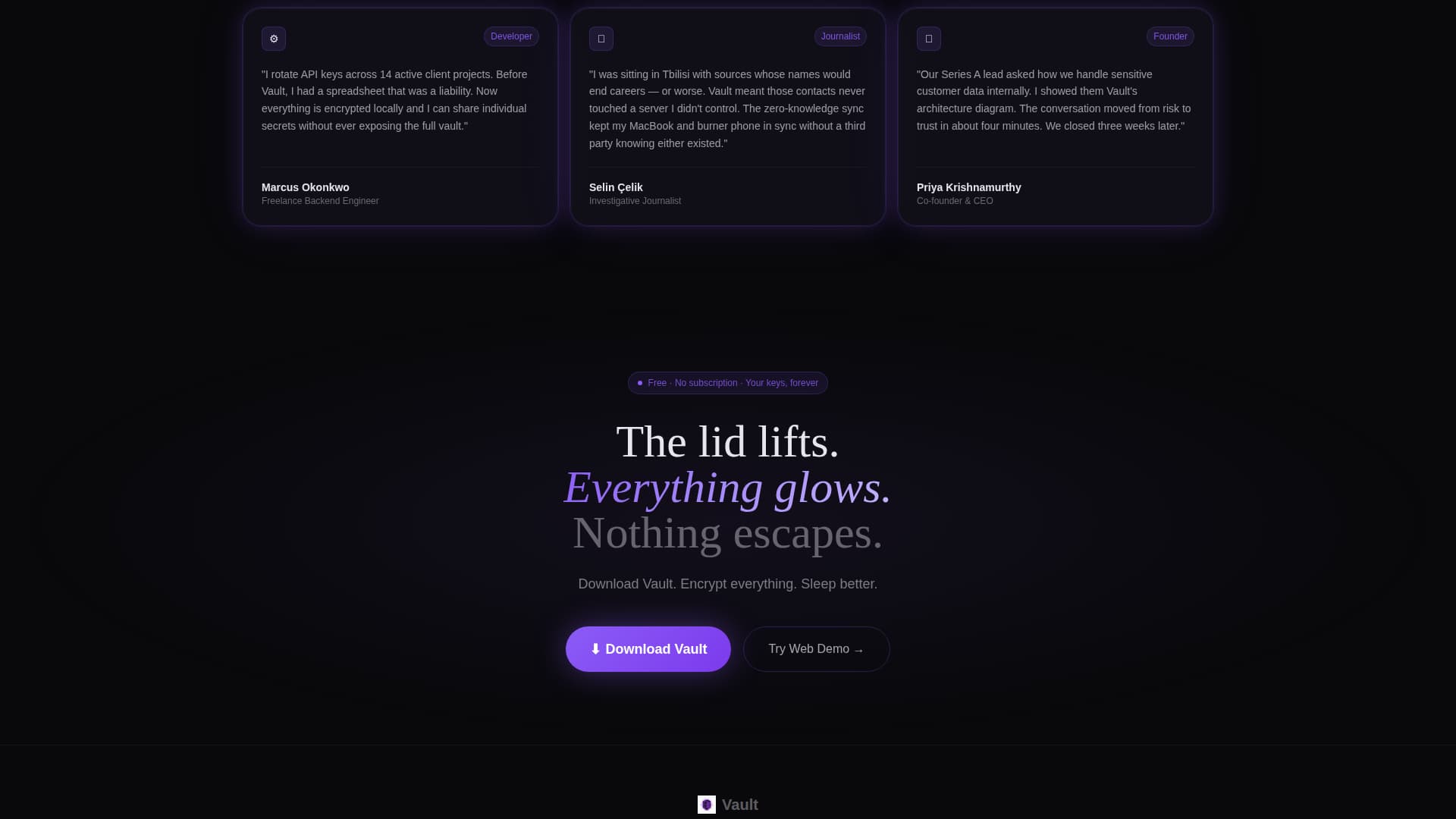 Vault - Encrypted Privacy Landing Page Template