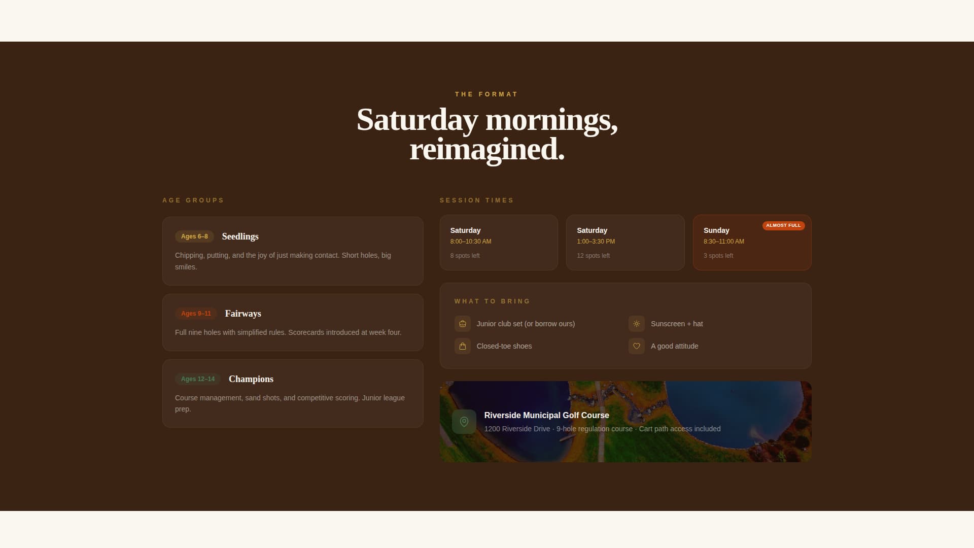 Golf Leagues Specialist Professional Website Template