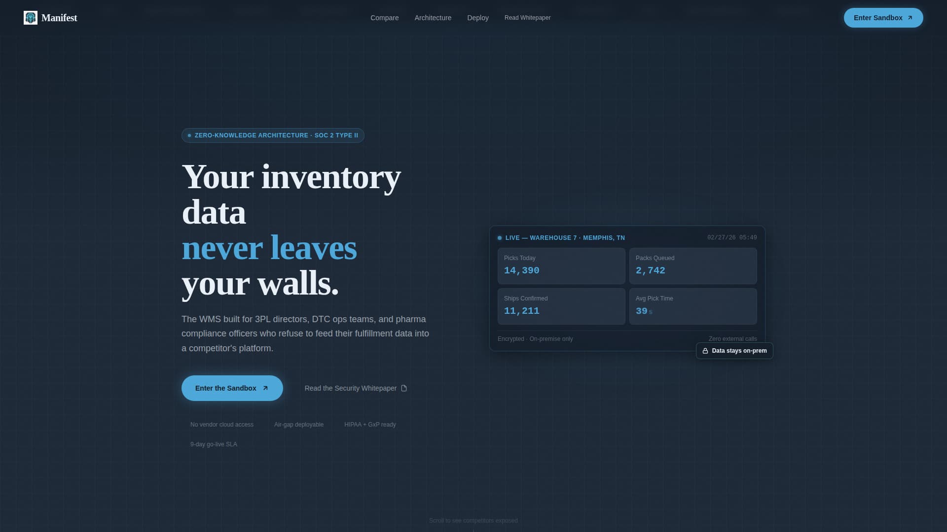 Manifest - Secure Warehouse Landing Page Template