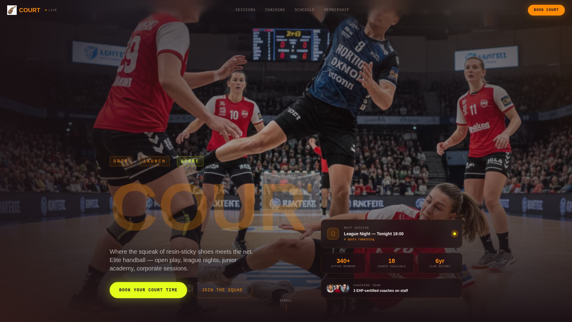 Handball Specialist Booking Website Template