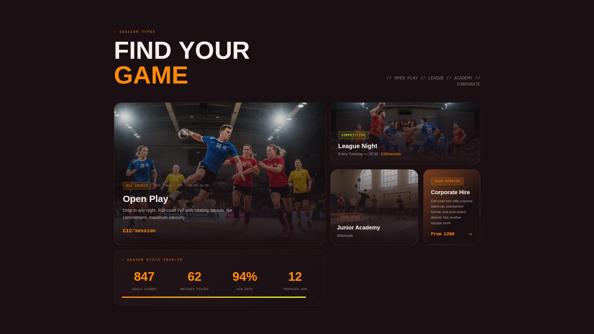 Handball Specialist Booking Website Template