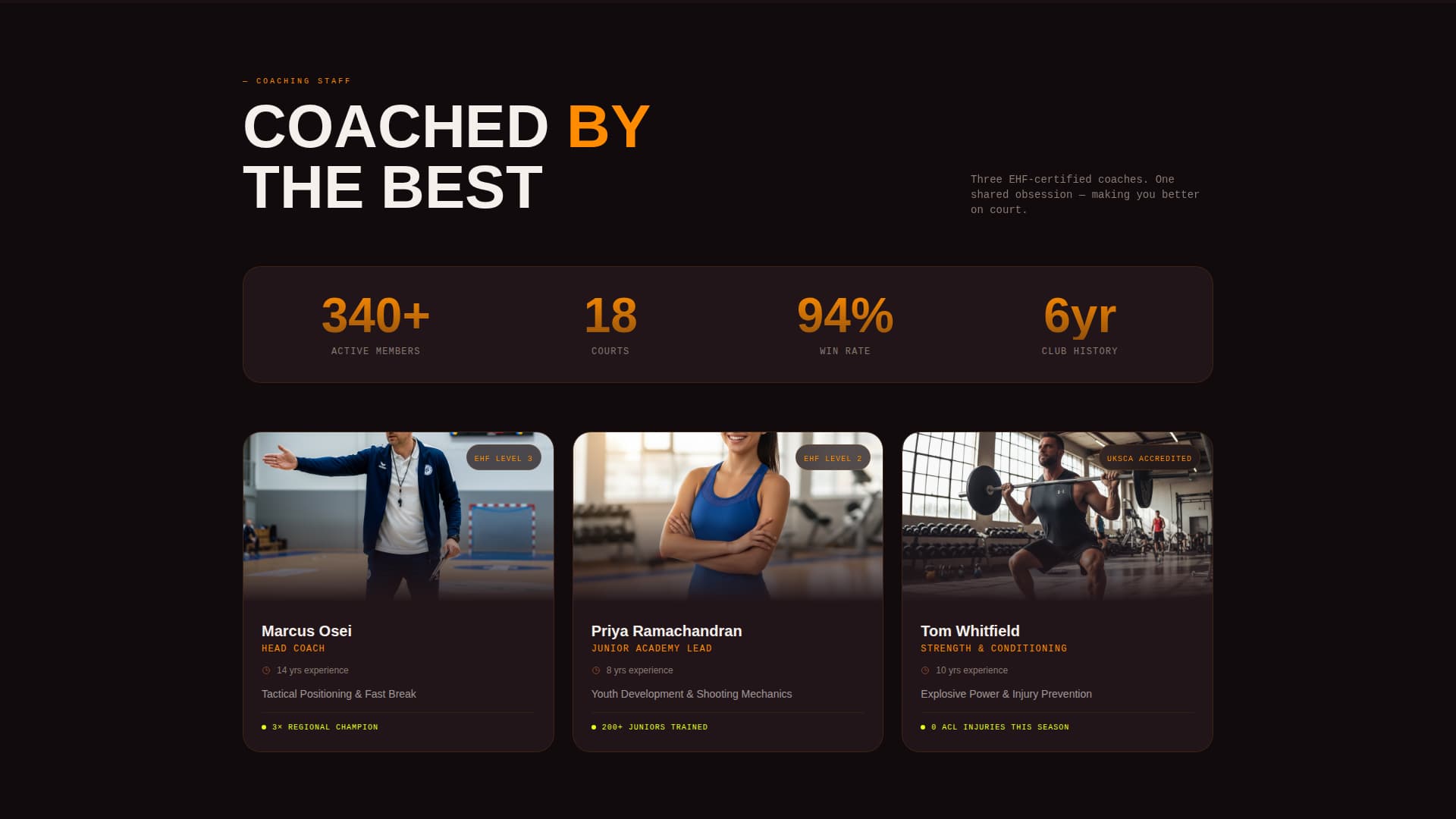 Handball Specialist Booking Website Template