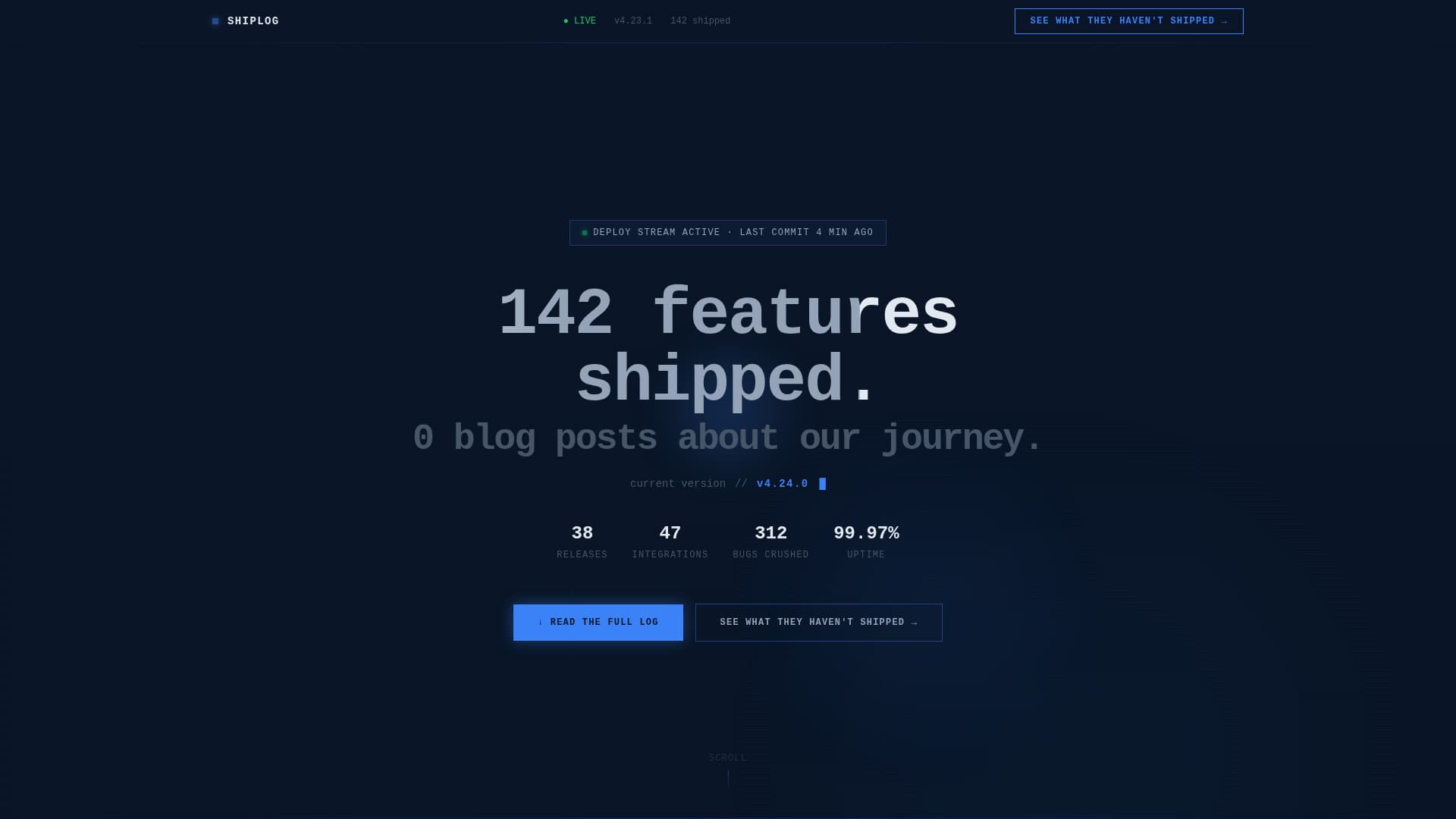 Changelog & Release Notes Professional Website Template
