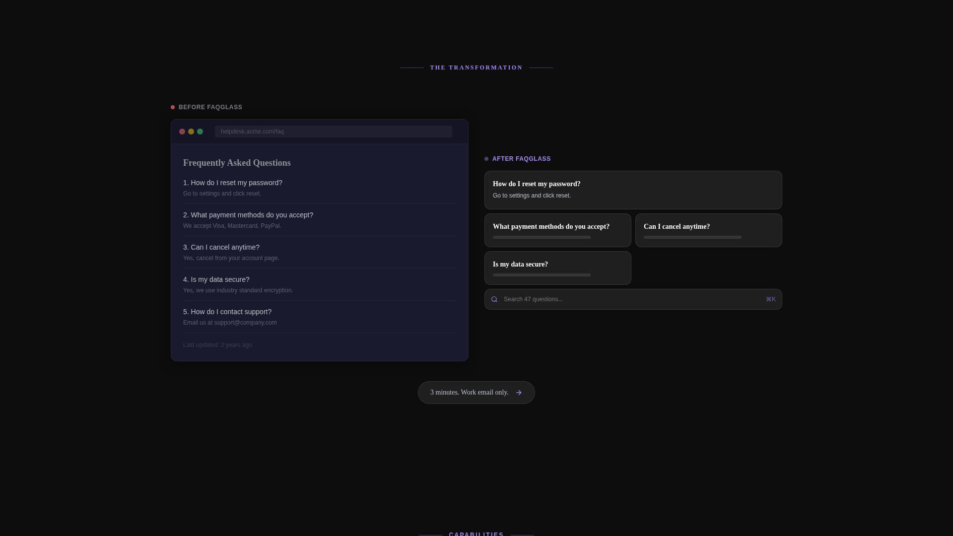 FAQ & Support Page FAQ Website Template