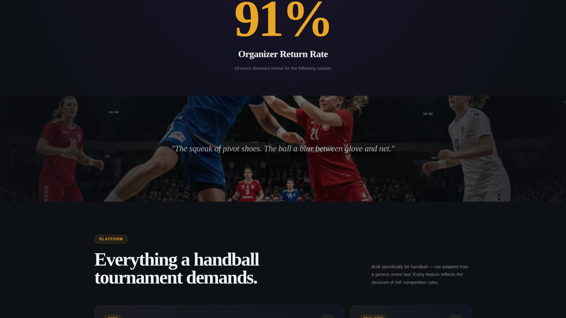 Arena — Dynamic Team Handball Landing Page Template