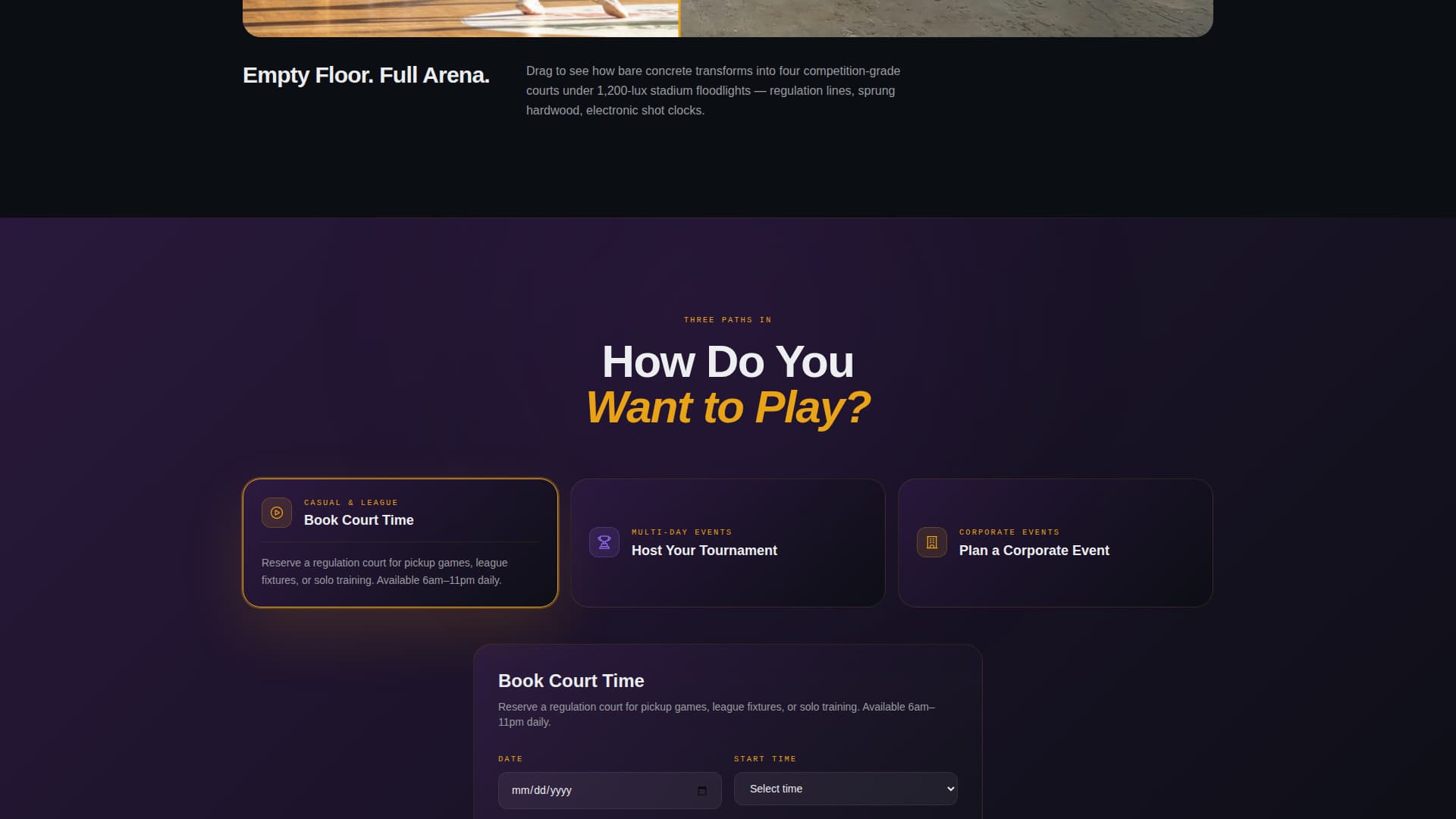 Handball Booking Website Template