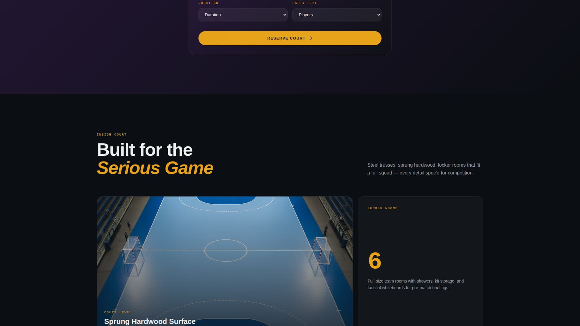 Handball Booking Website Template