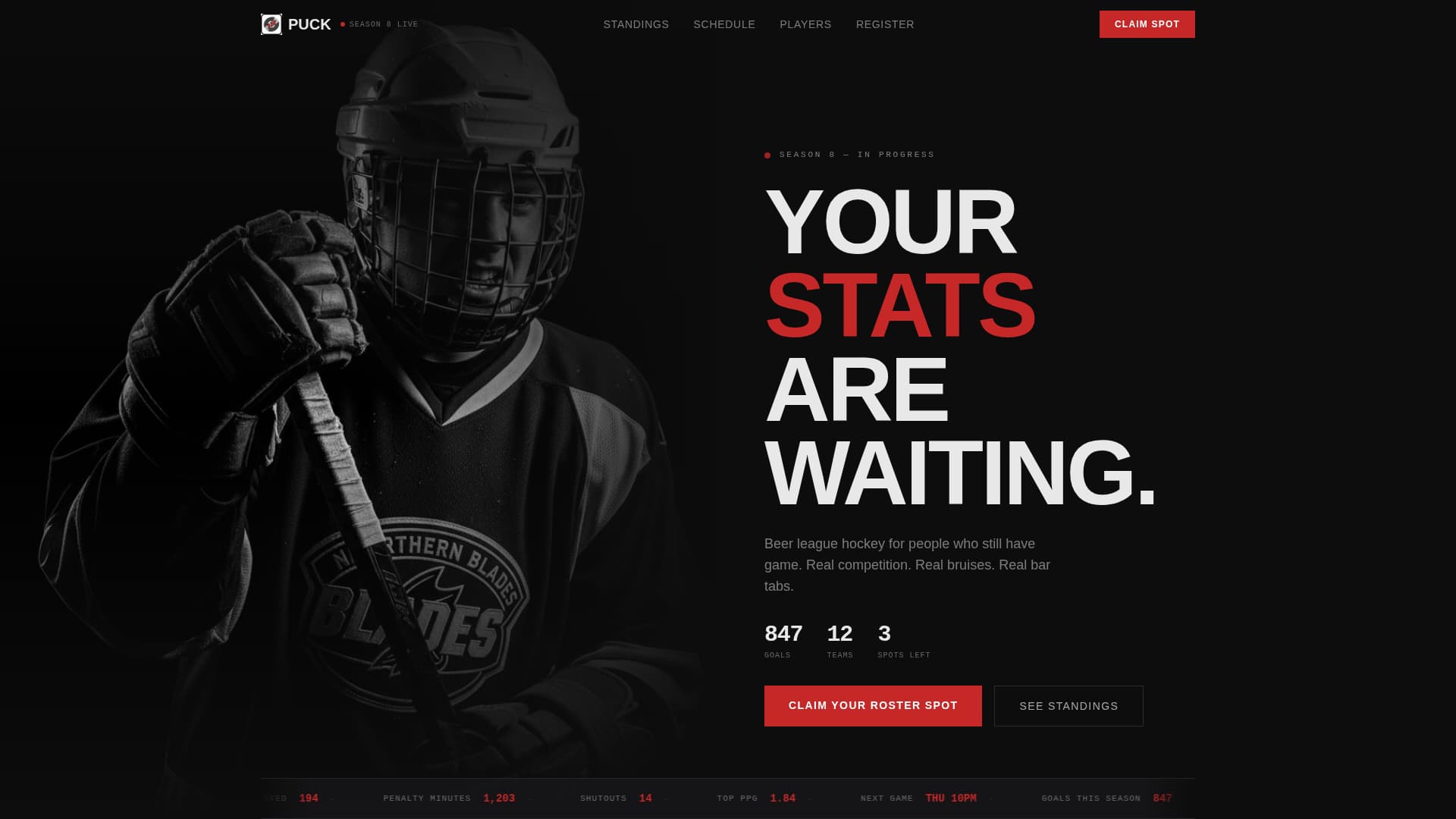 Ice Hockey Leagues Professional Website Template