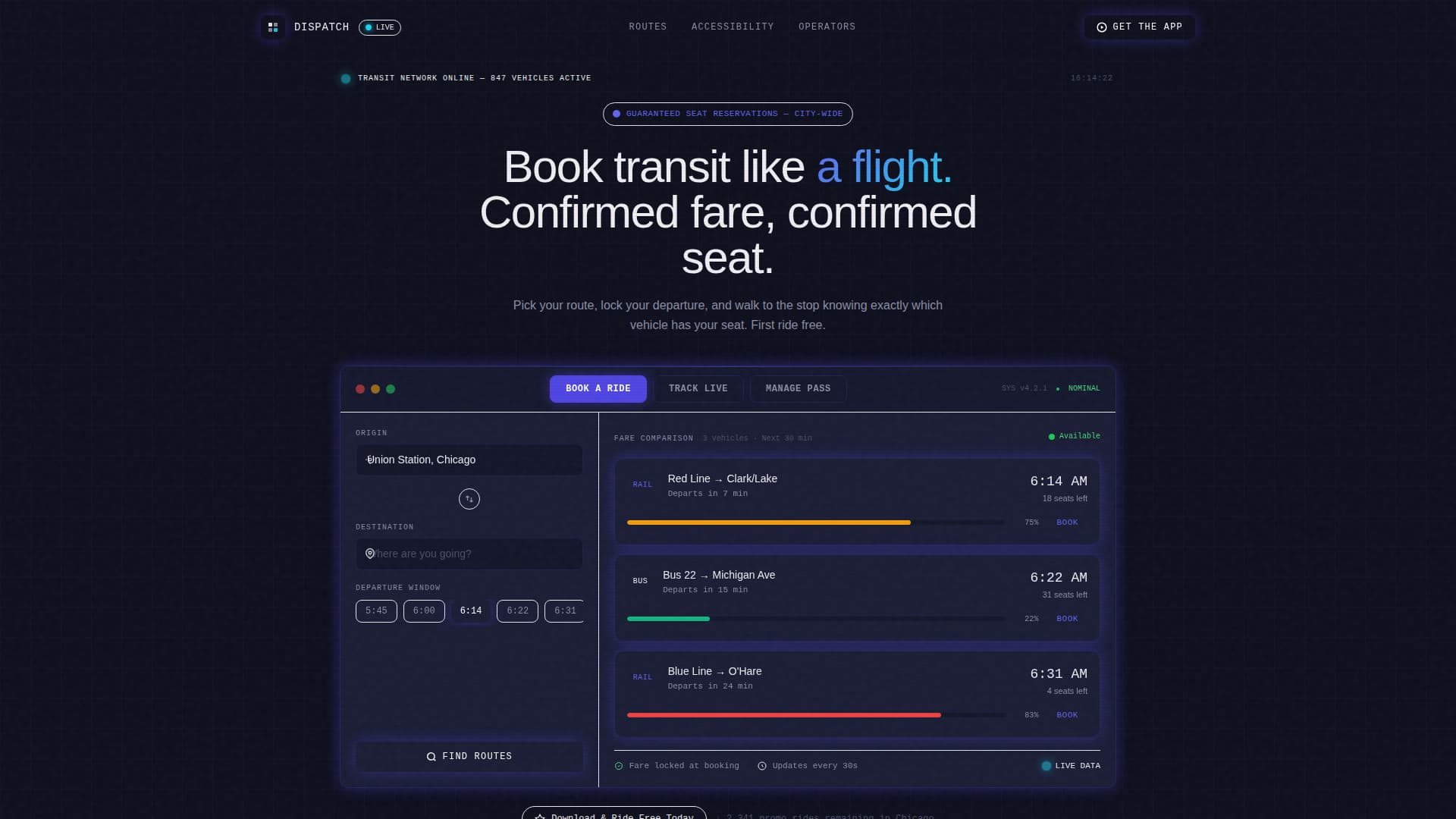 Public Transit Vertical SaaS Booking Website Template