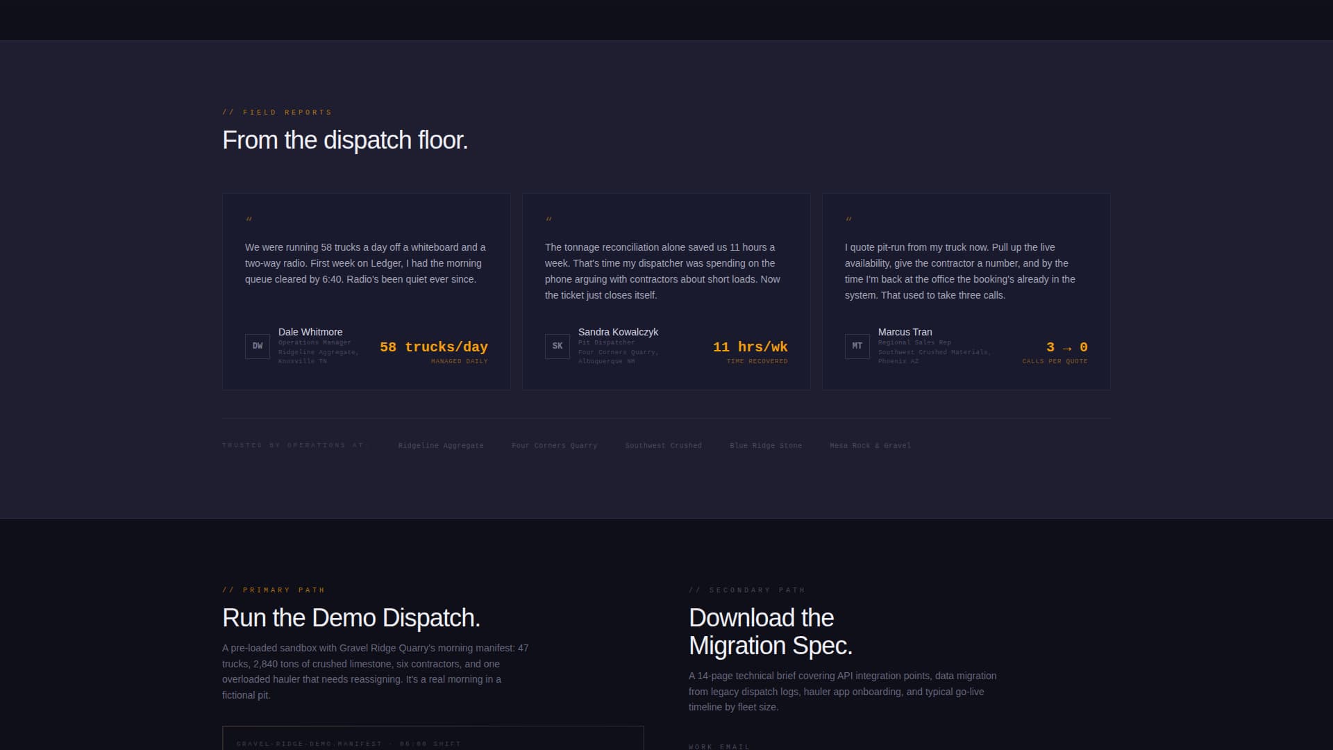 Quarry Vertical SaaS Specialist Booking Website Template