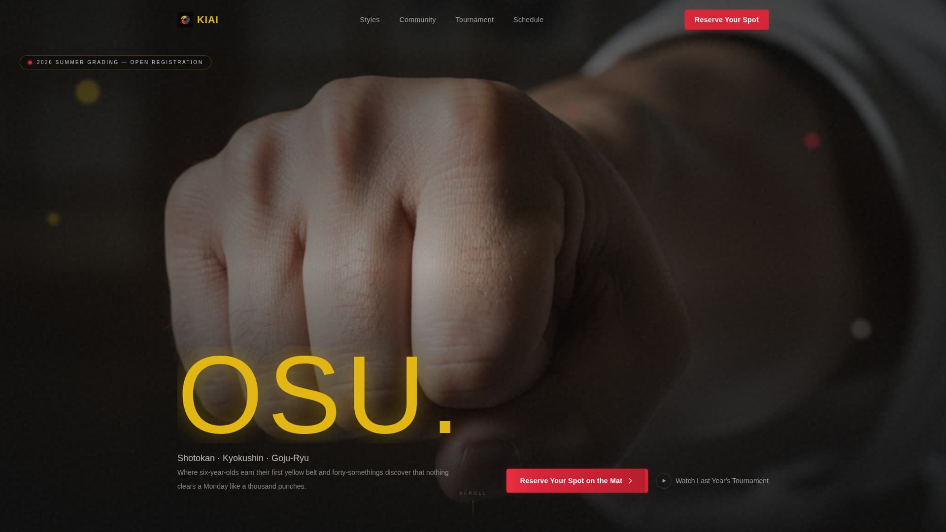 Kiai - Dynamic Karate Landing Page Template