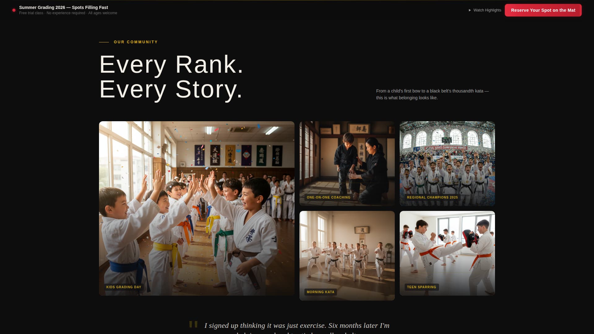 Kiai - Dynamic Karate Landing Page Template