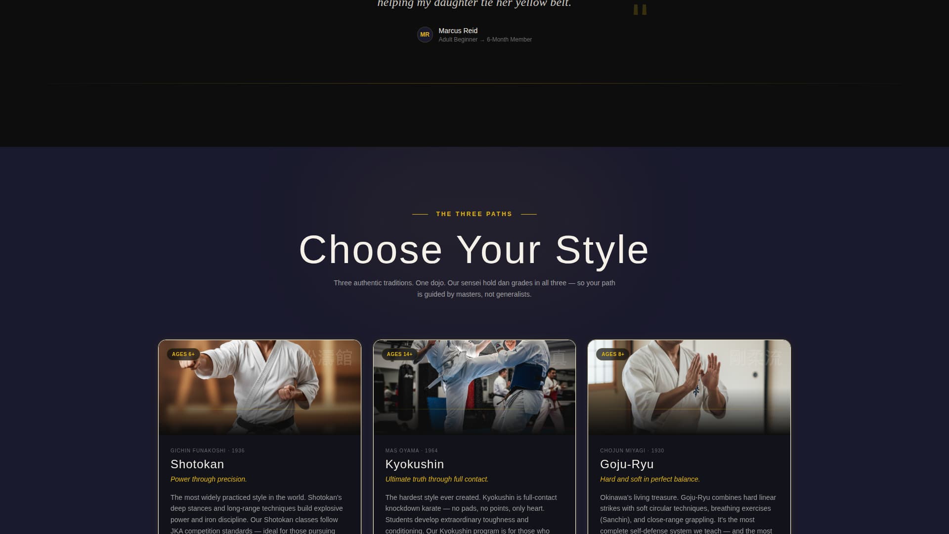 Kiai - Dynamic Karate Landing Page Template