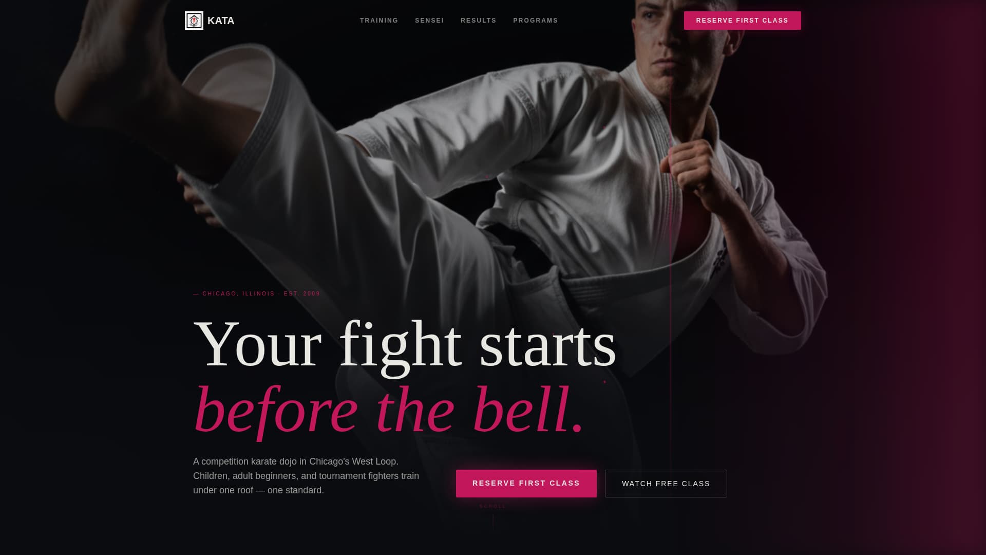 Kata - Cinematic Karate Landing Page Template