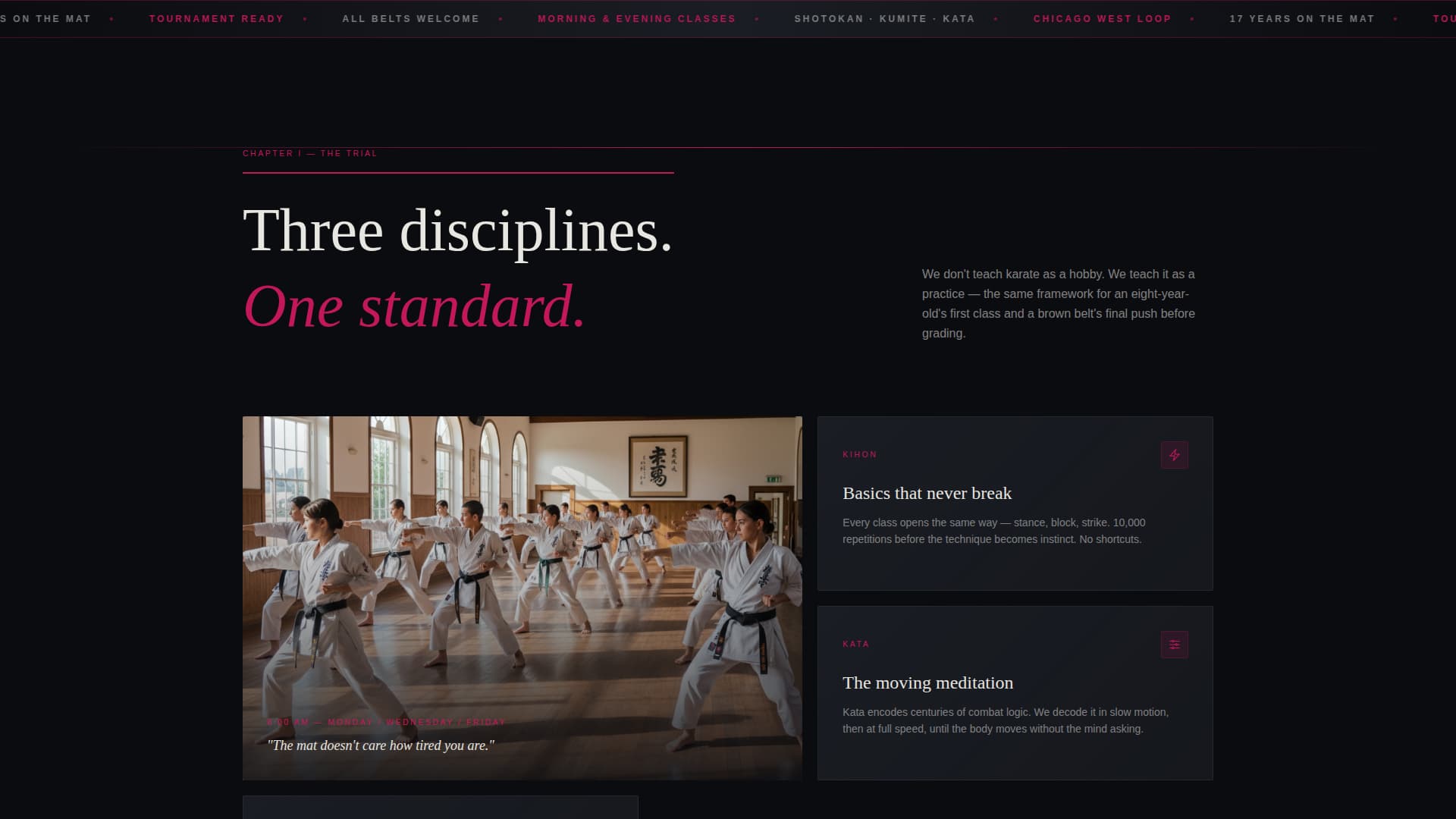 Kata - Cinematic Karate Landing Page Template