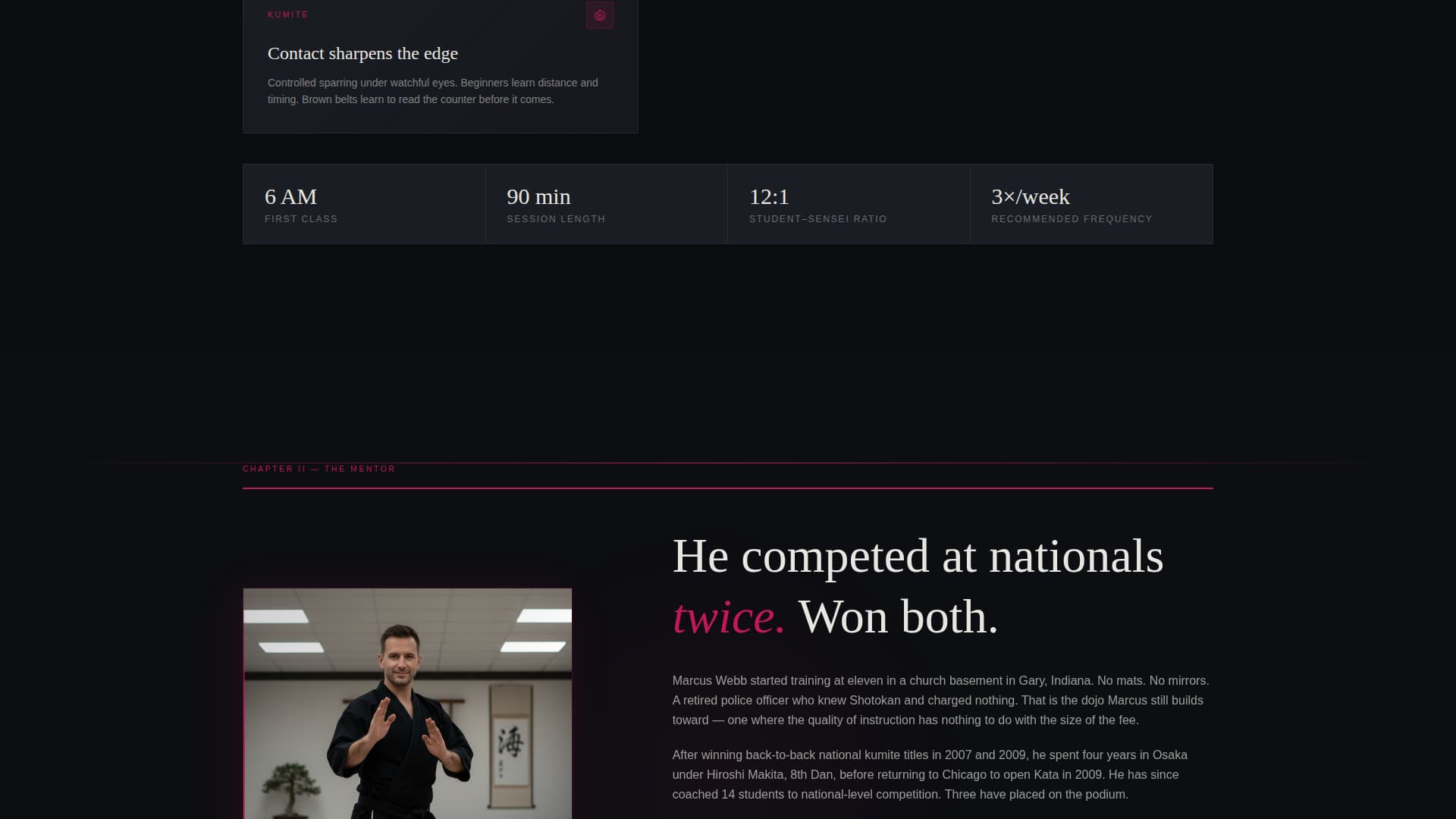 Kata - Cinematic Karate Landing Page Template