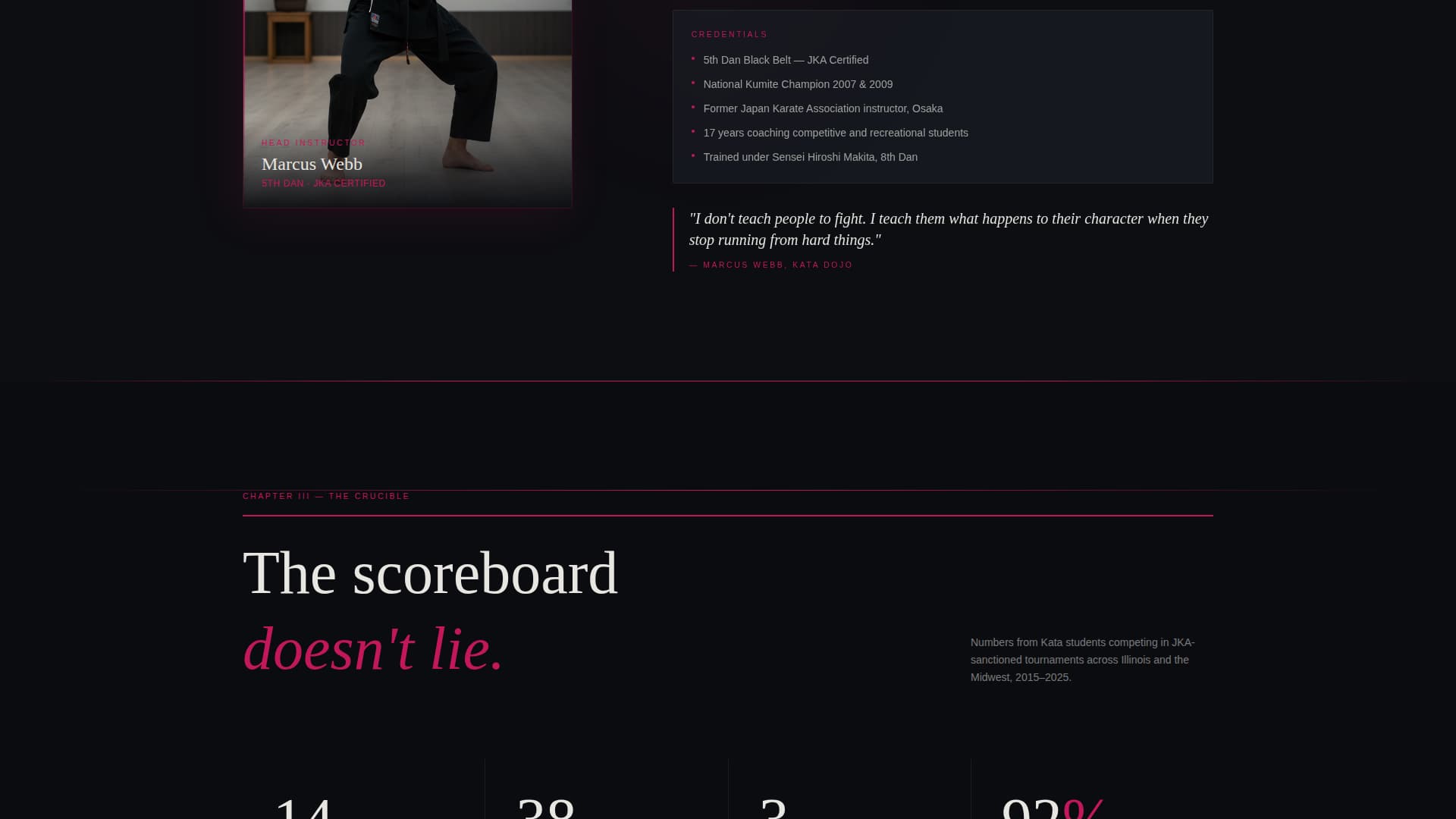 Kata - Cinematic Karate Landing Page Template