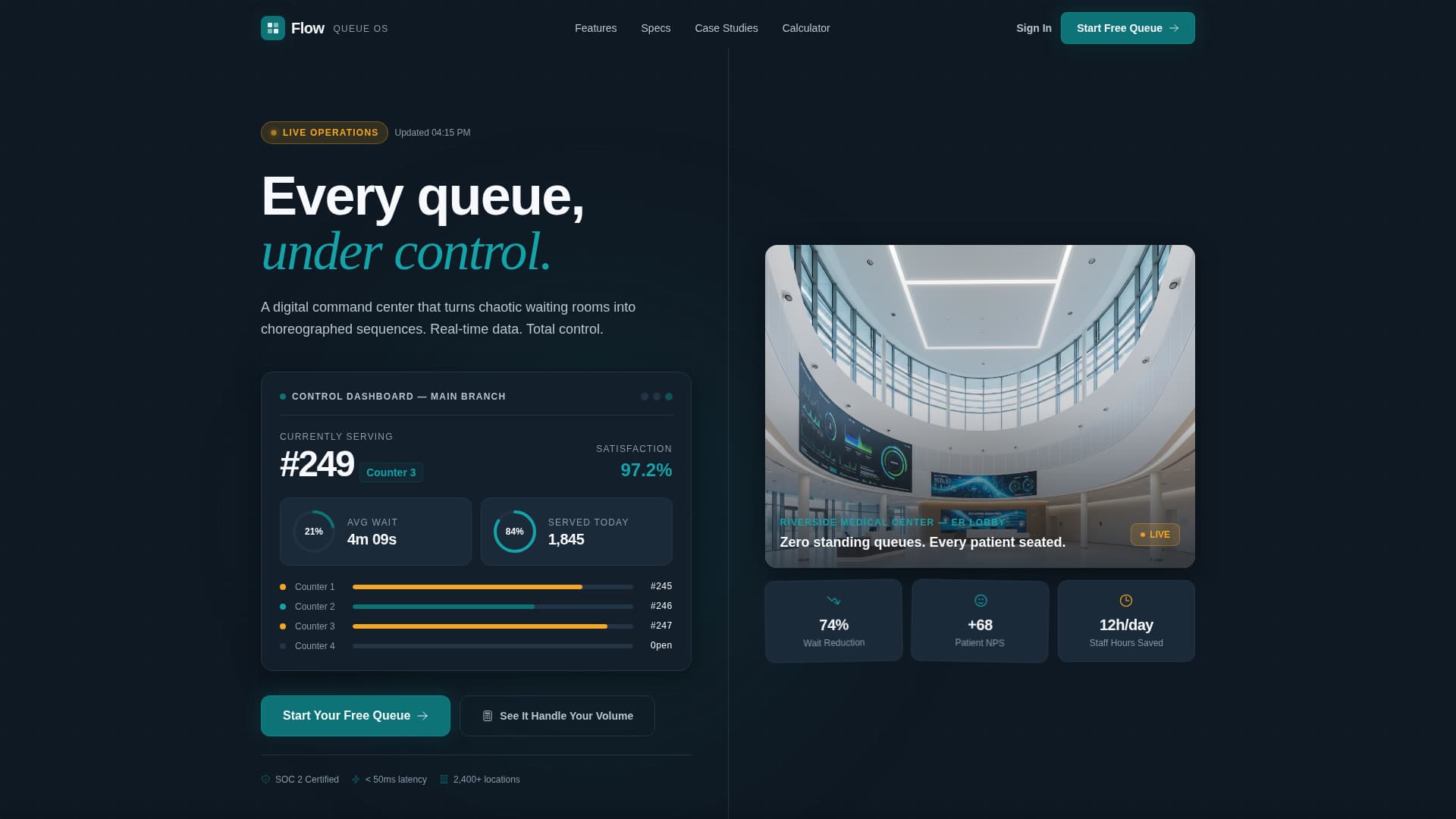 Flow - Powerful Queue Management Landing Page Template