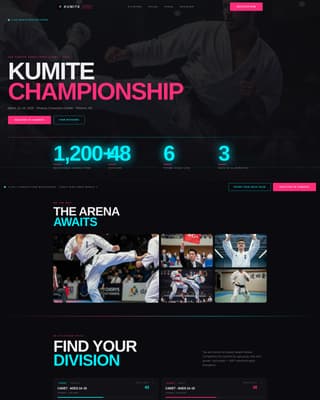 Kumite - Electric Karate Landing Page Template
