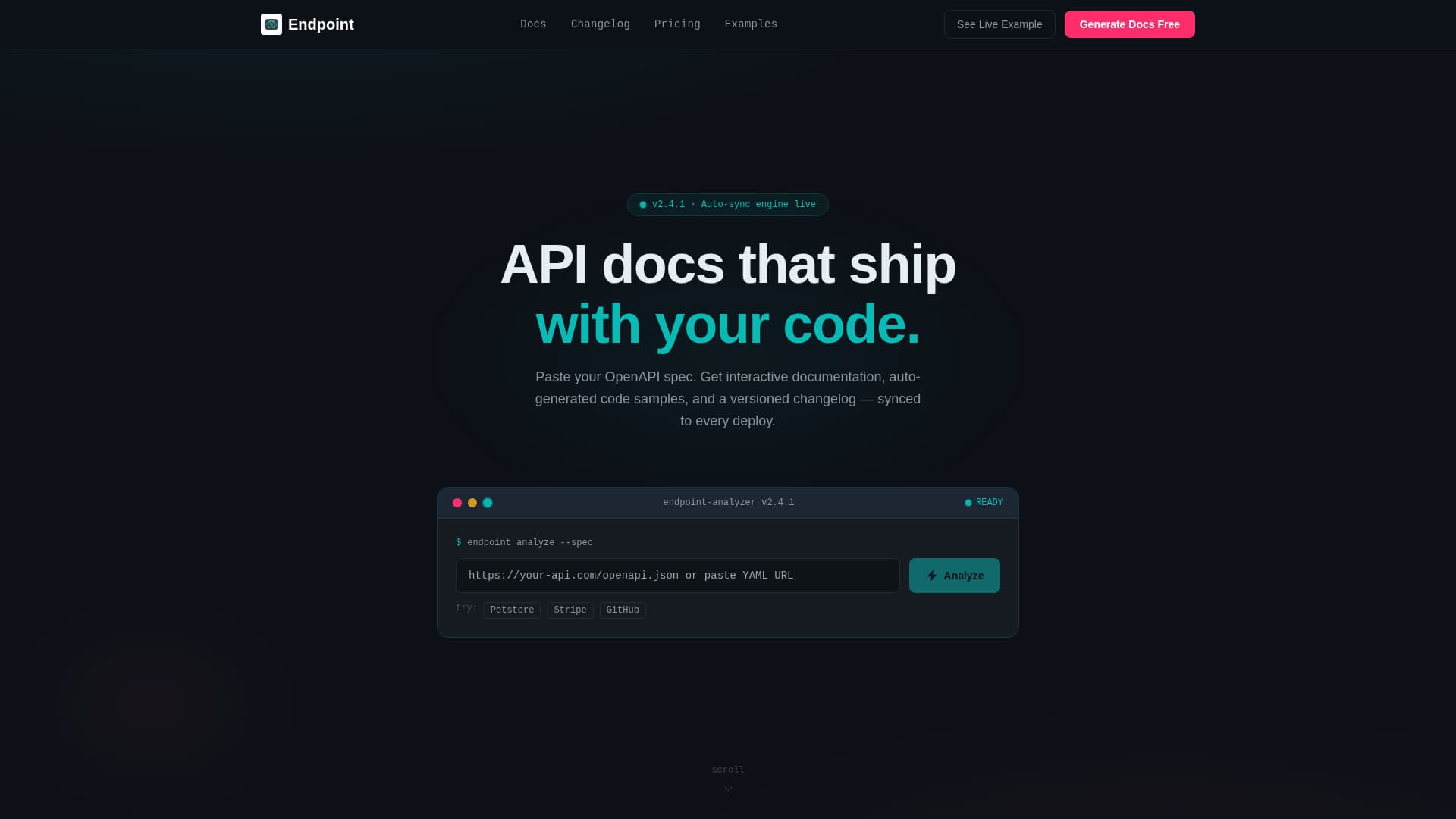 Endpoint - Interactive REST API Landing Page Template